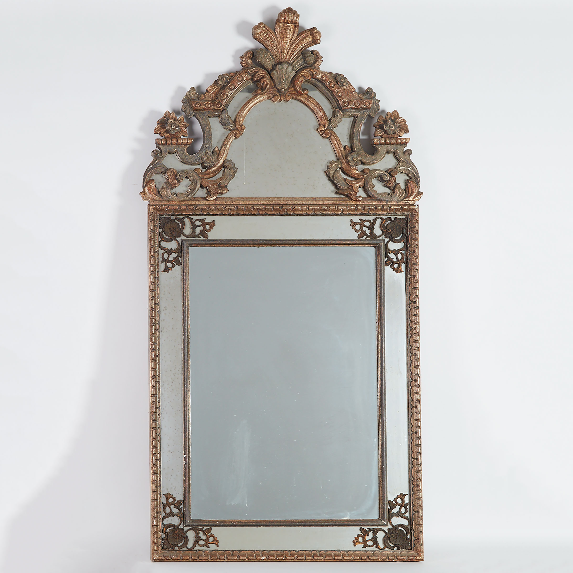 Italian Neoclassical Style Carved and Polychromed Mirror-Framed-Mirror, mid 20th century
