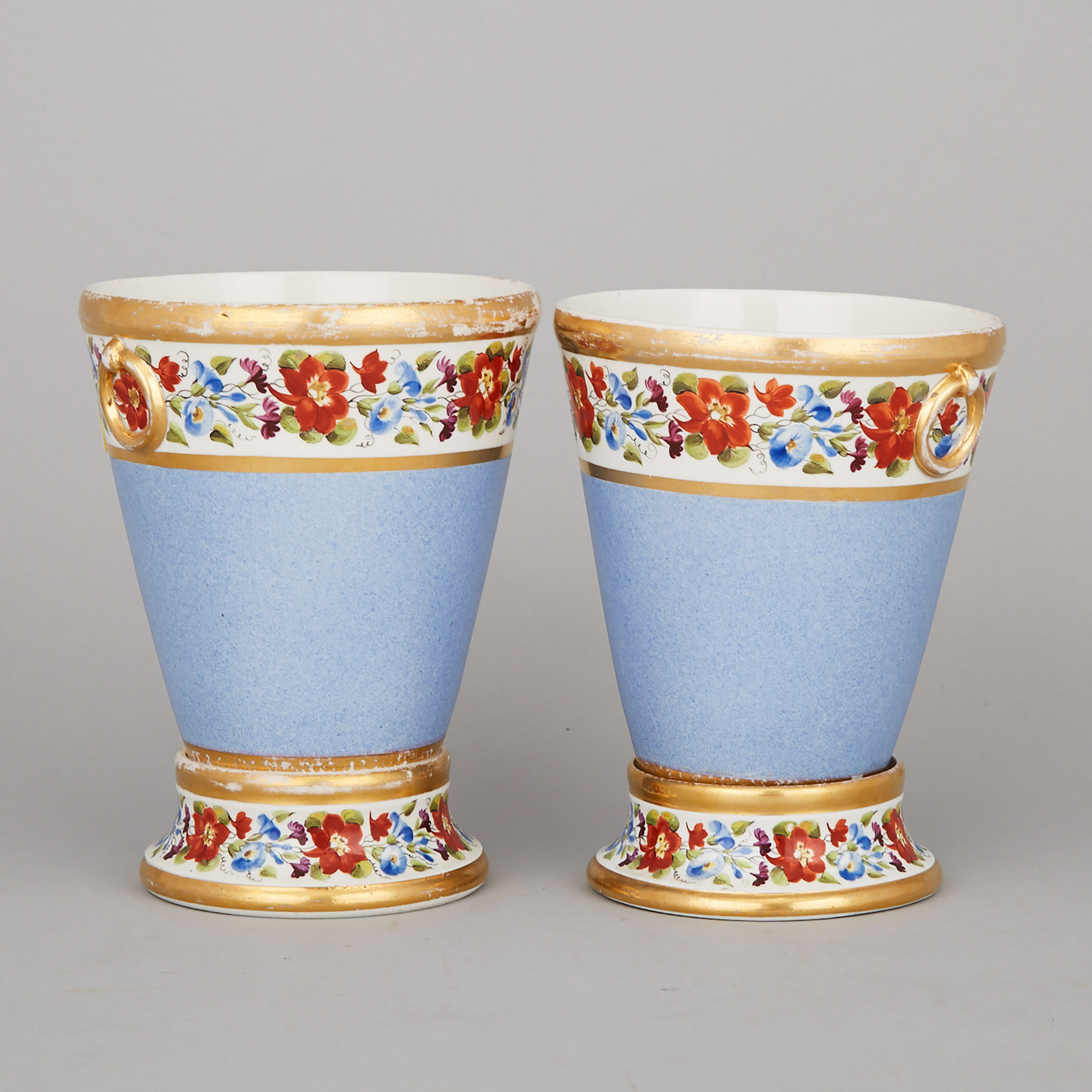 Pair of English Porcelain Cachepots, early 19th century