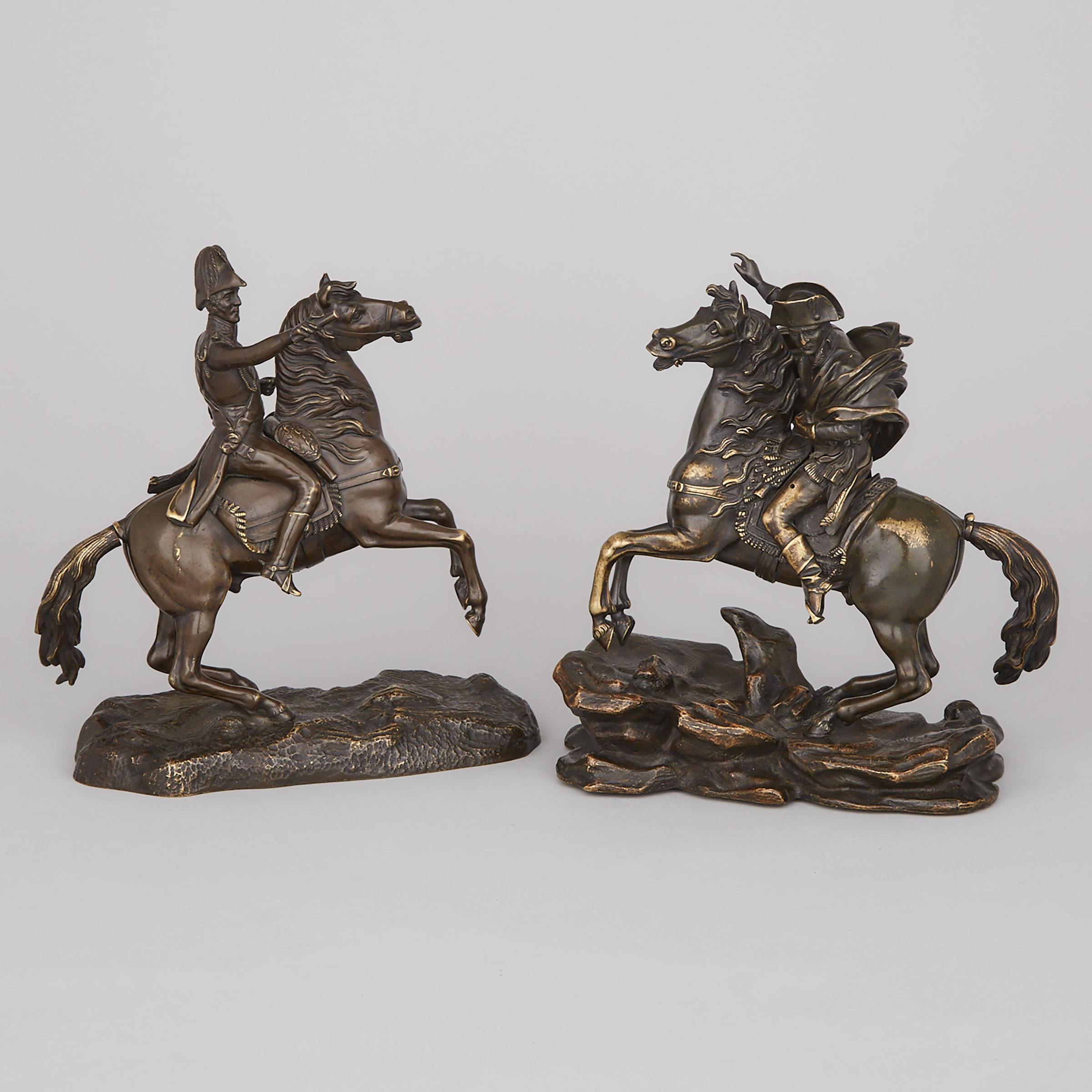 Pair of Napoleonic Equestrian Bronzes, 19th century