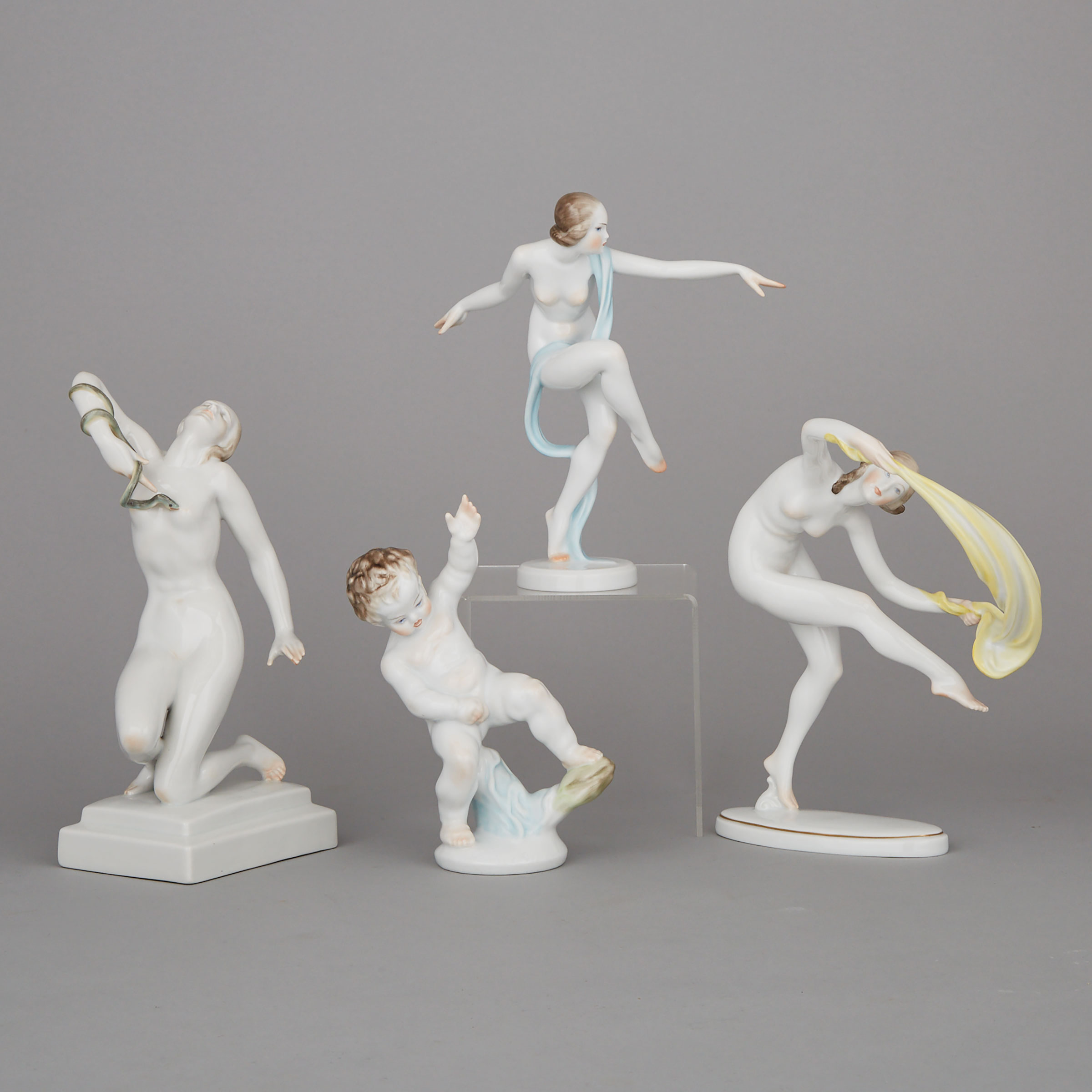 Four Herend Nude Figures, 20th century