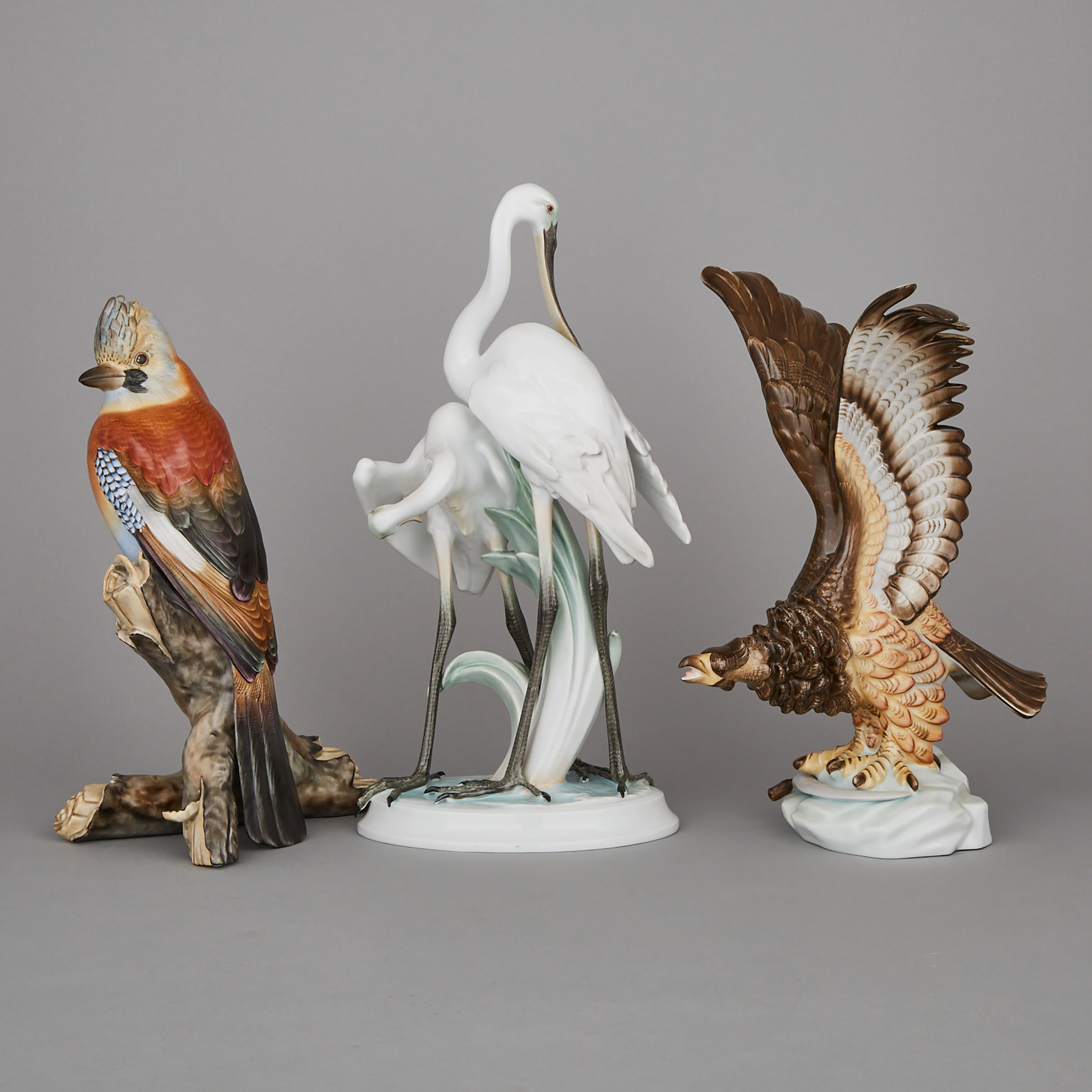 Three Herend Large Figures of Birds, 20th century