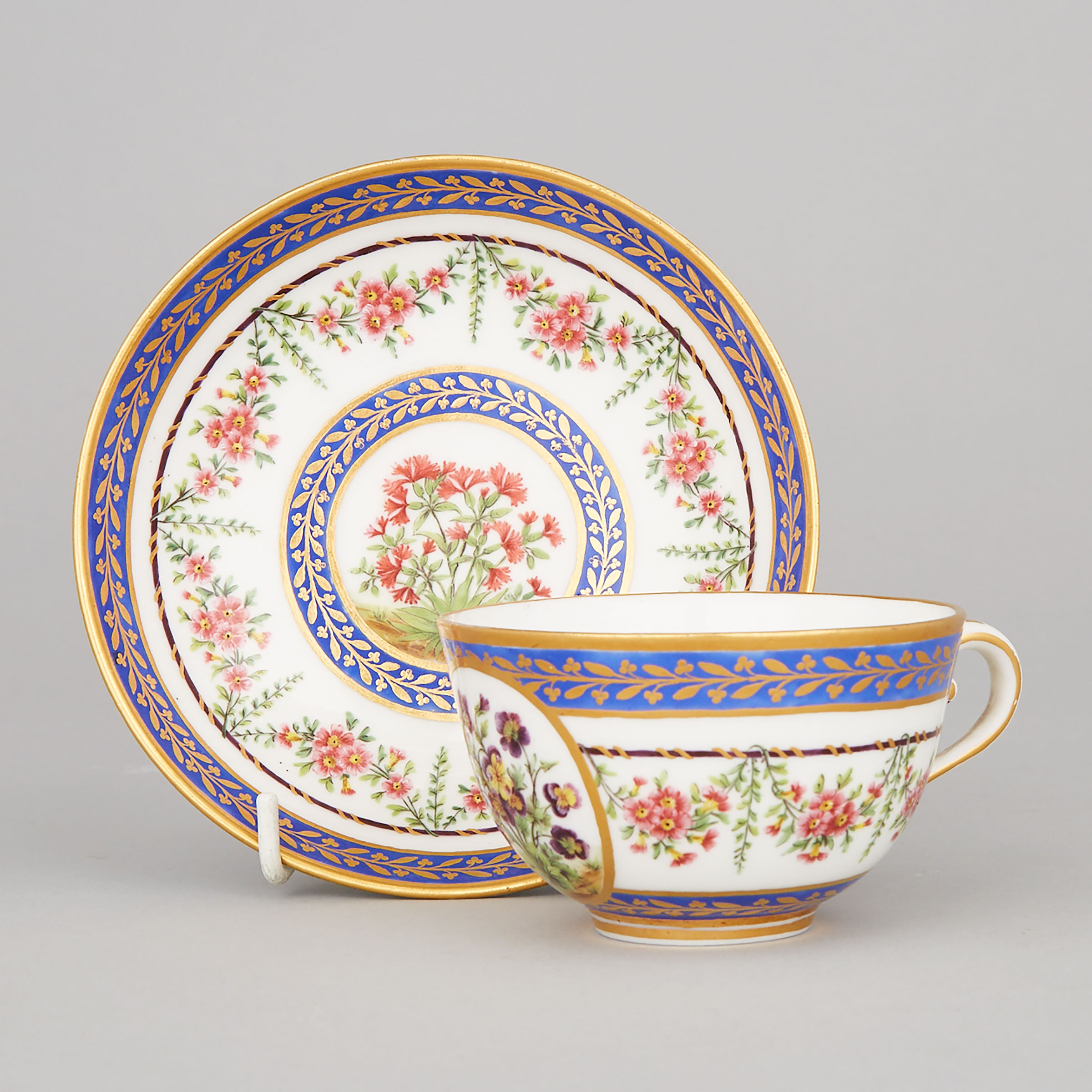 Sèvres Floral and Gilt Decorated Cup and Saucer, c.1791