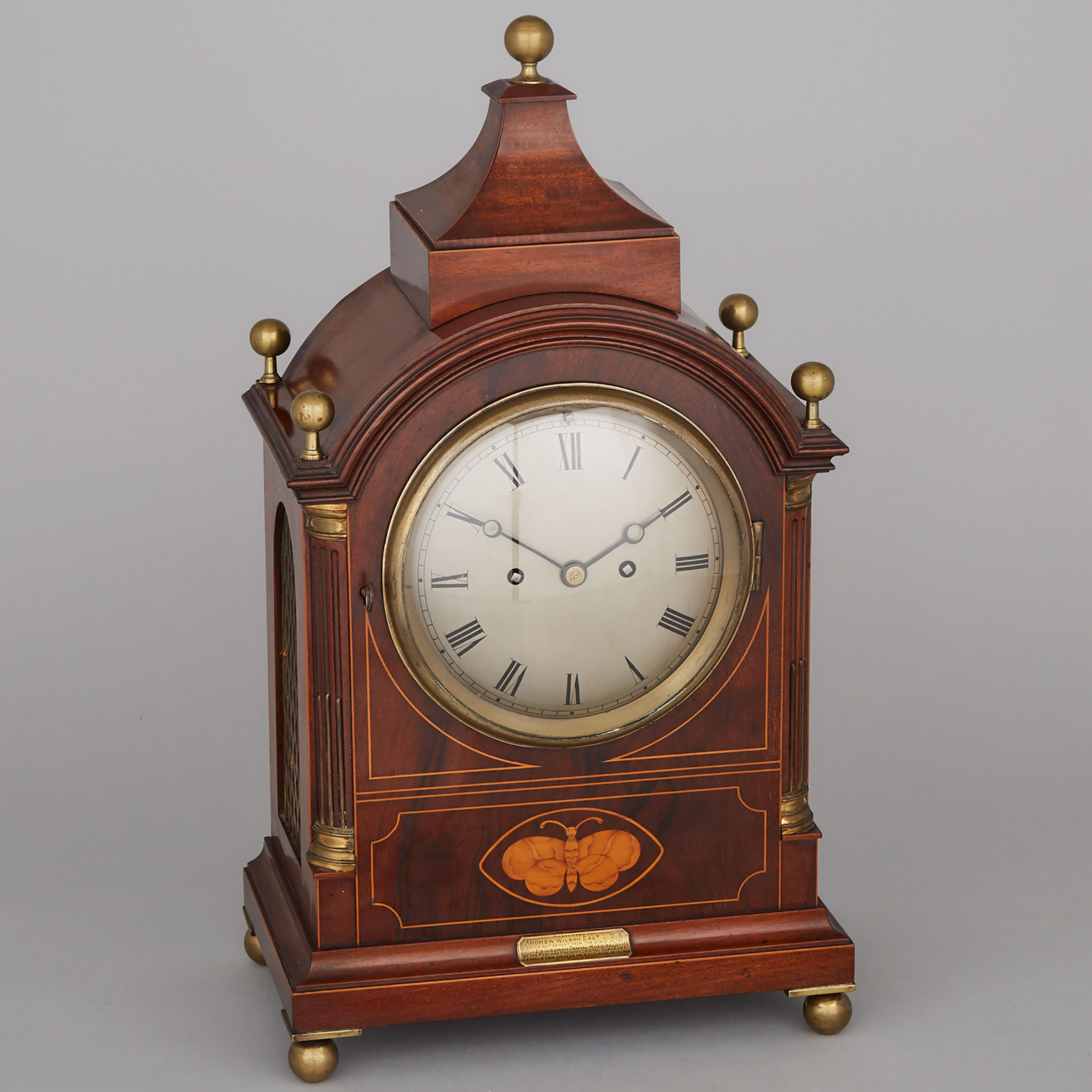 Victorian Satinwood Strung and Inlaid Mahogany Quarter Chiming Bracket Clock, 1895 