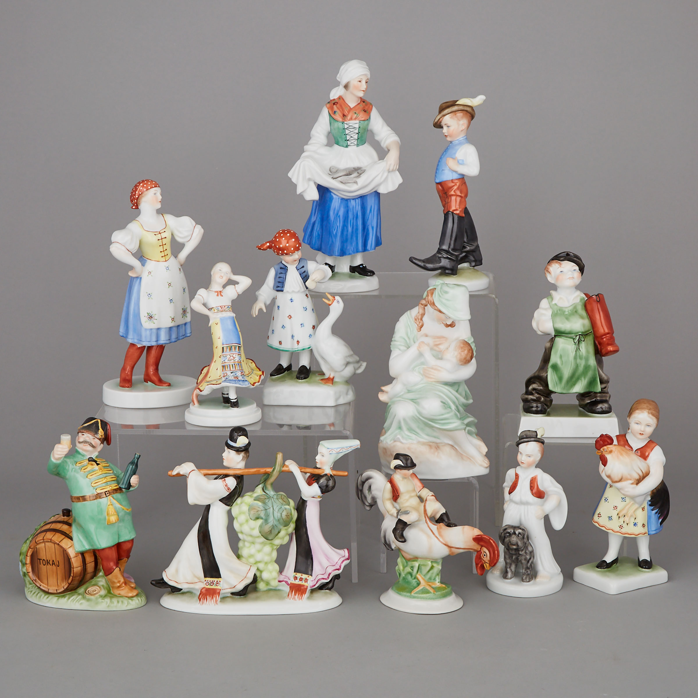 Twelve Herend Figures and Groups, 20th century