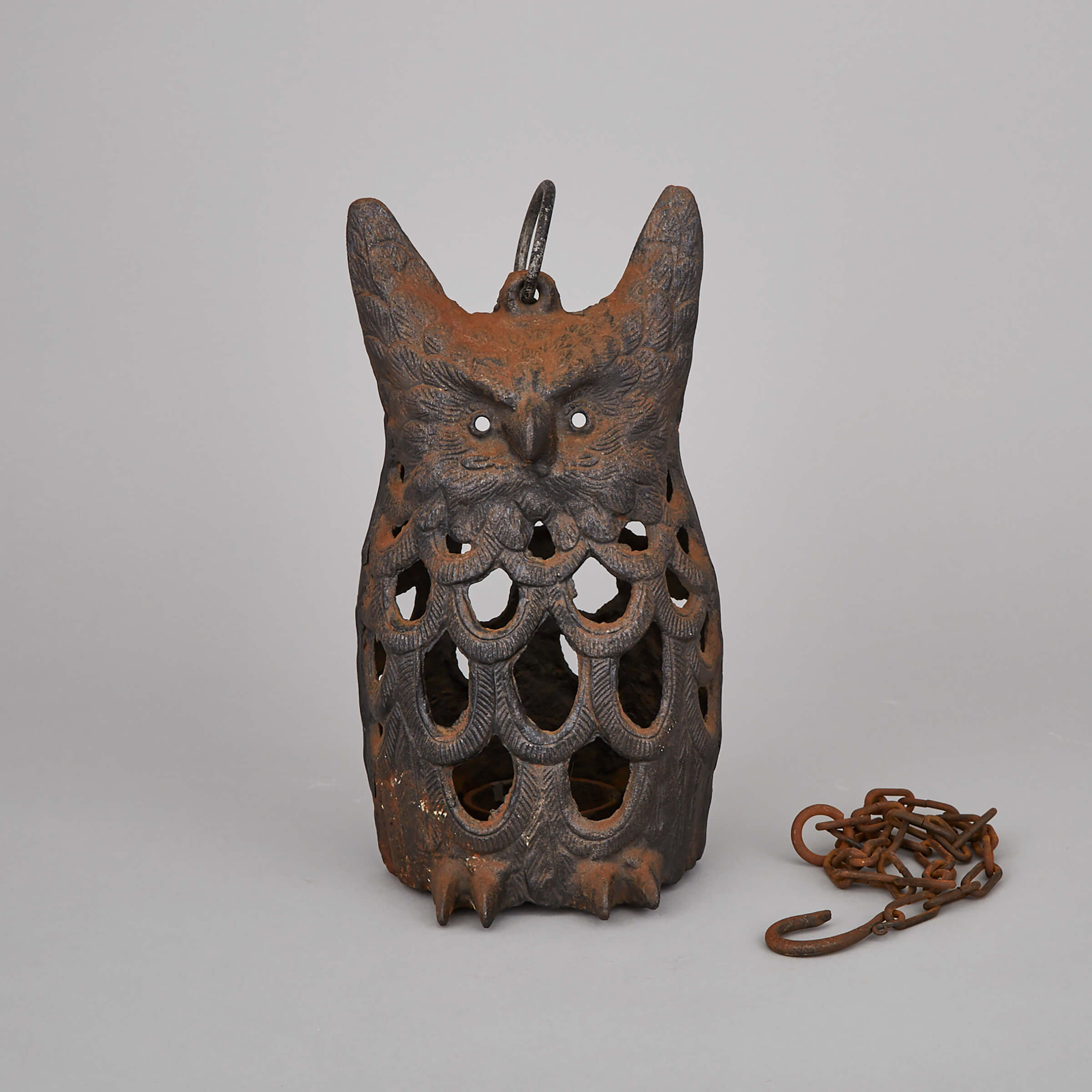 A Japanese Cast Iron Owl Lantern
