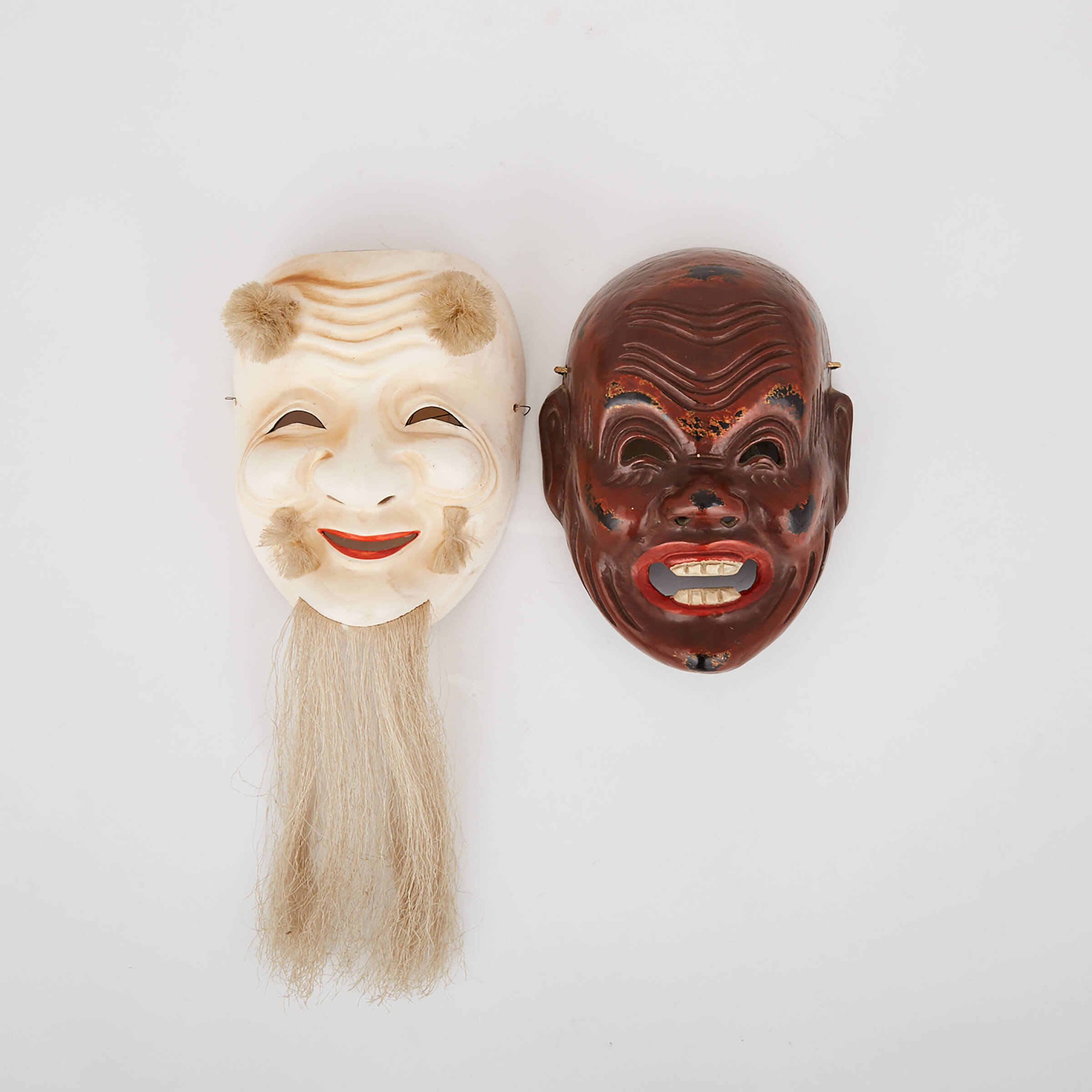 Two Noh Theatre Masks, Early 20th Century
