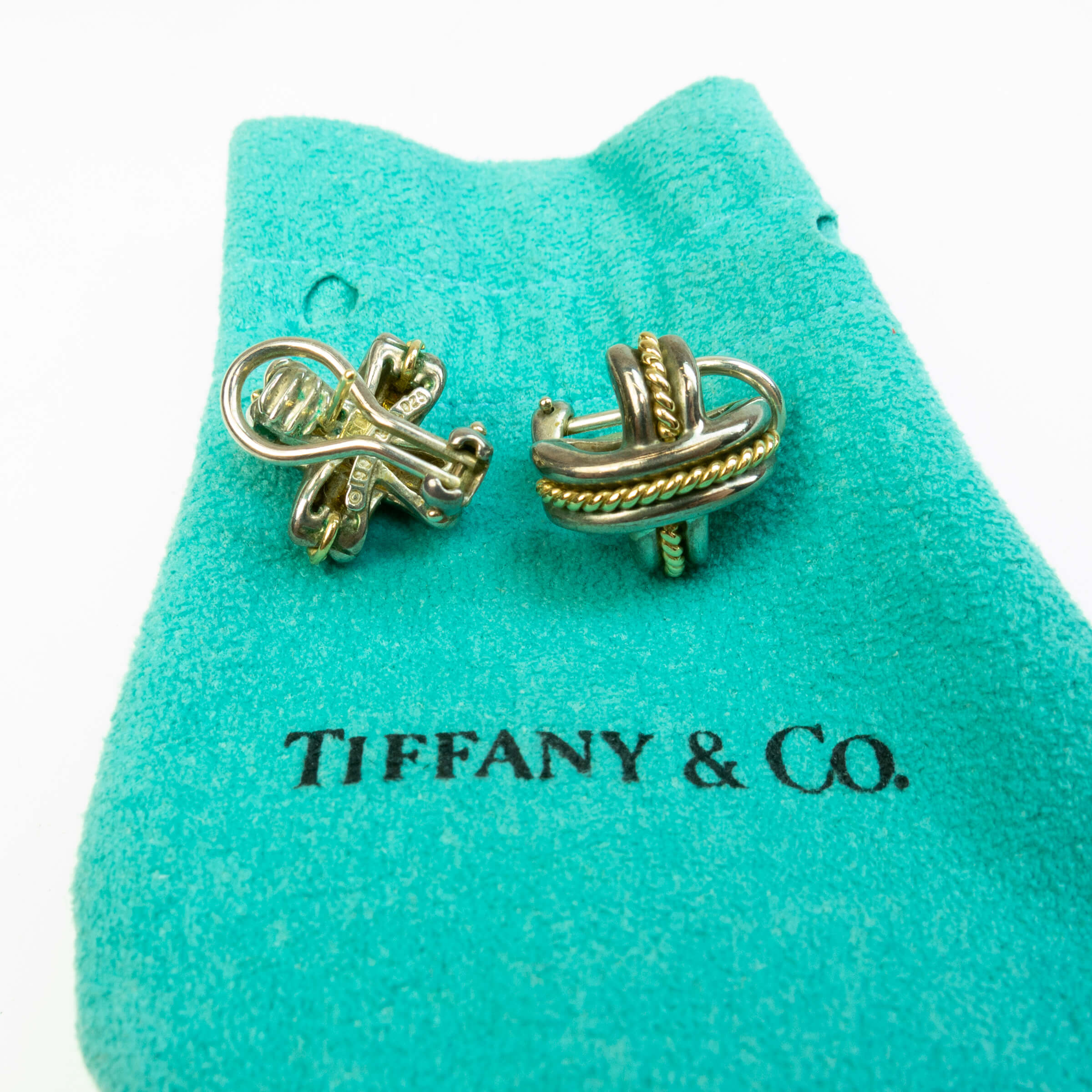 Pair Of Tiffany & Co. Paloma Picasso Sterling Silver And 18k Yellow Gold Earrings