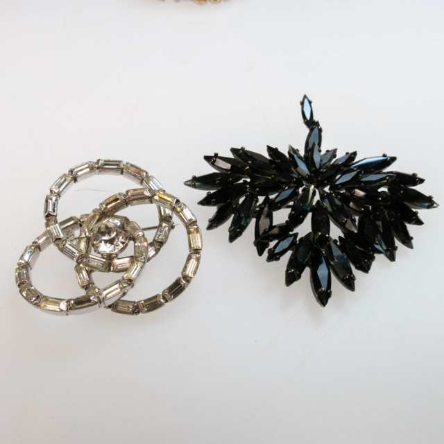 Three Sherman Brooches And Two Pairs Of Earrings