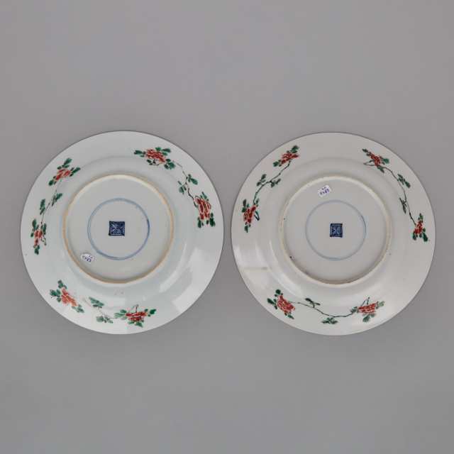 A Pair of Famille Verte ‘Qilin and Phoenix’ Dishes, Kangxi Period (1664-1722)