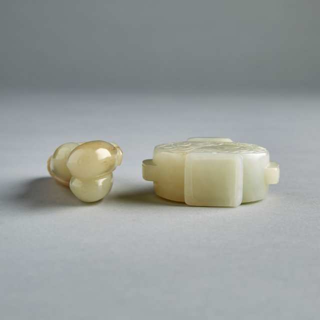 Two Celadon White Jade Carved Items