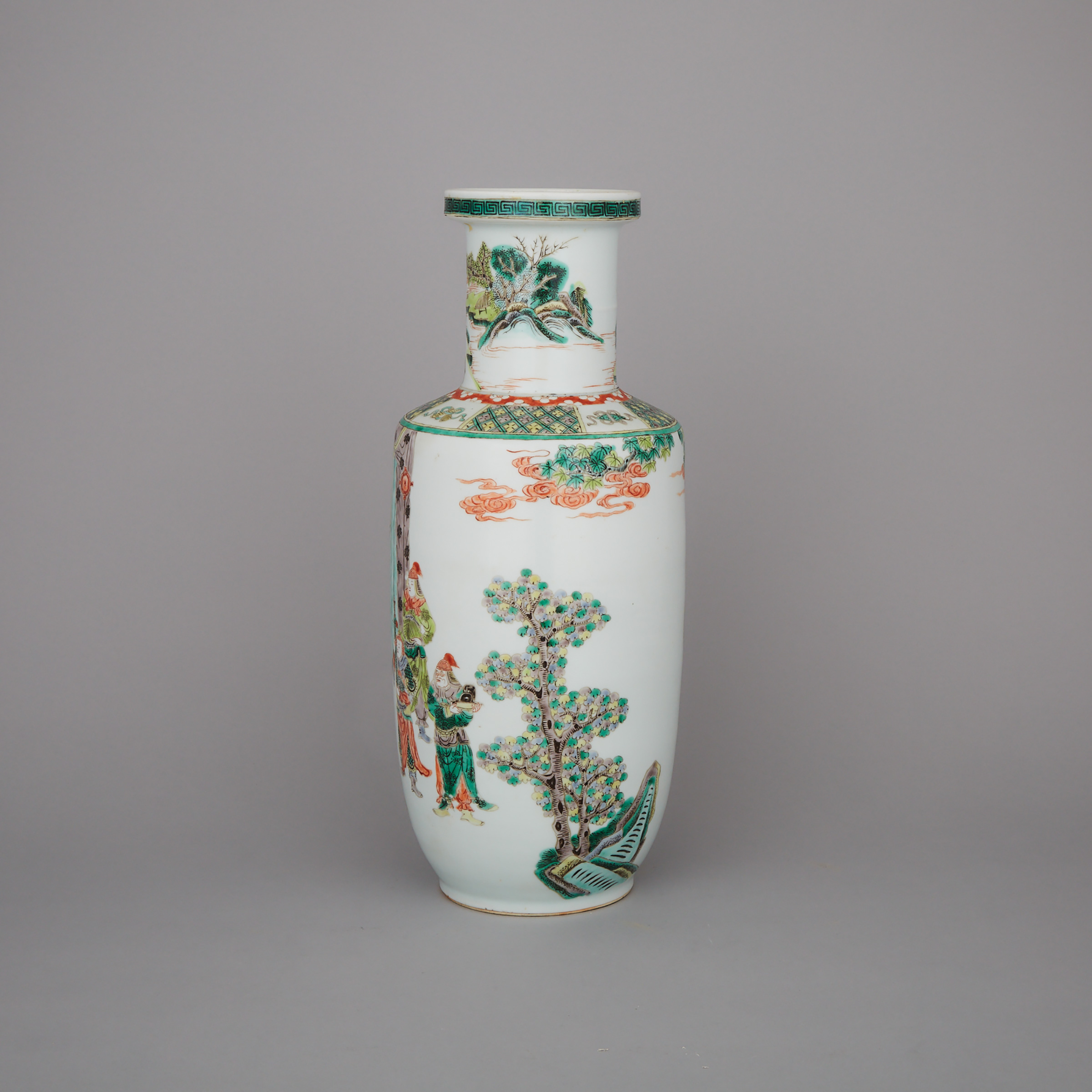 A Kangxi-Style Famille Verte Rouleau Vase, 19th Century