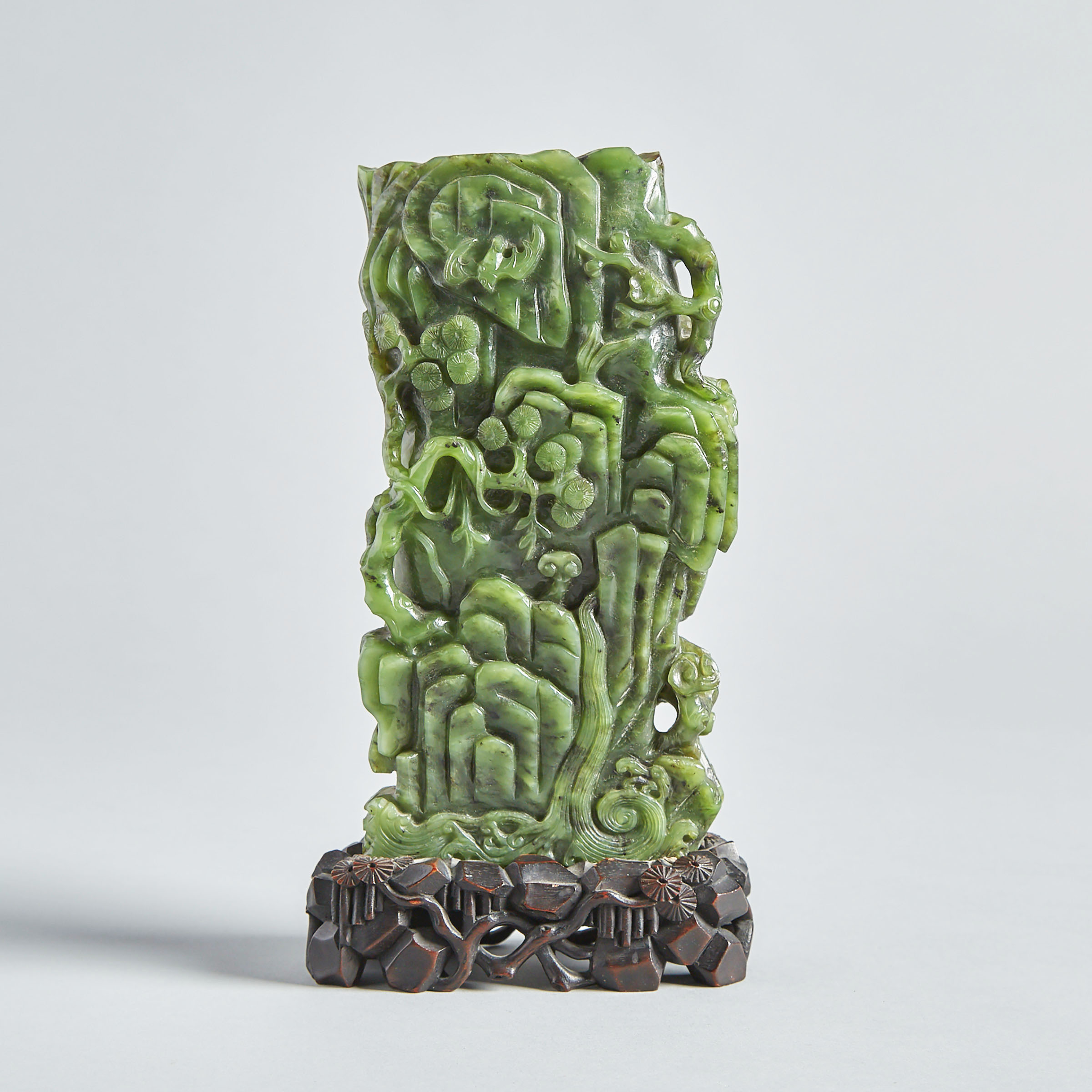 A Spinach Jade Carved Vase, 19th Century