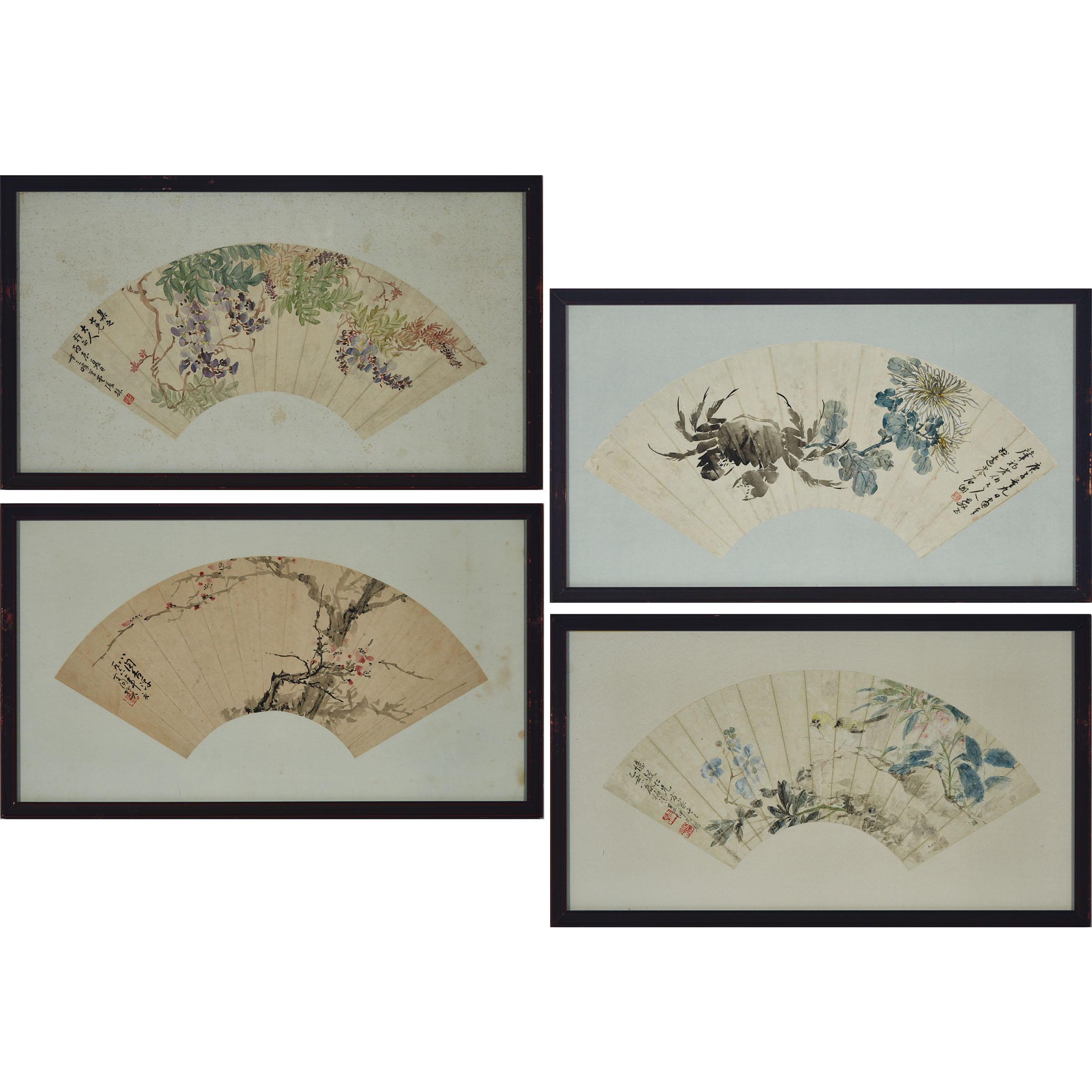 A Group of Four Chinese Fan Paintings
