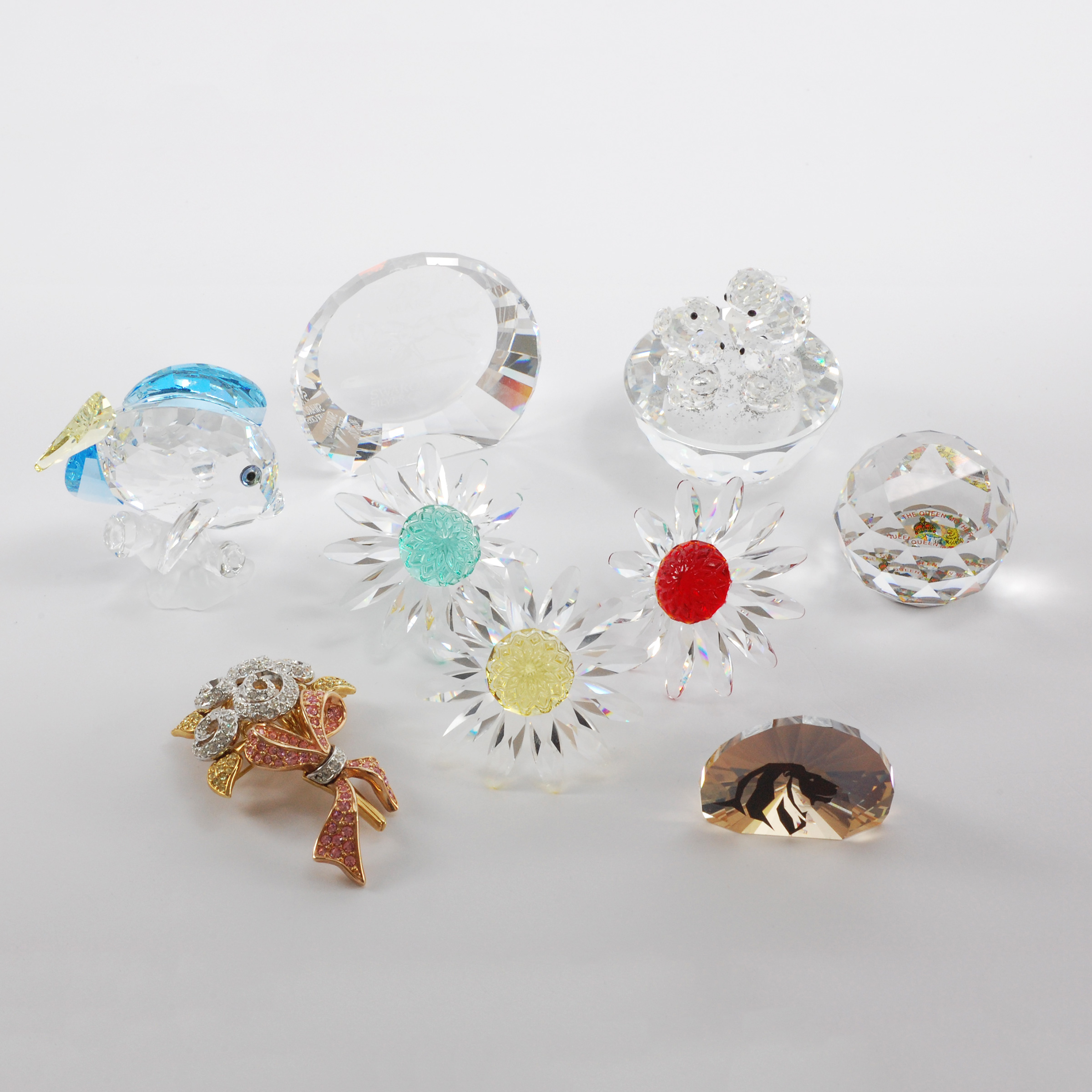 Nine Swarovski Crystal Decorative Objects, late 20th/early 21st century