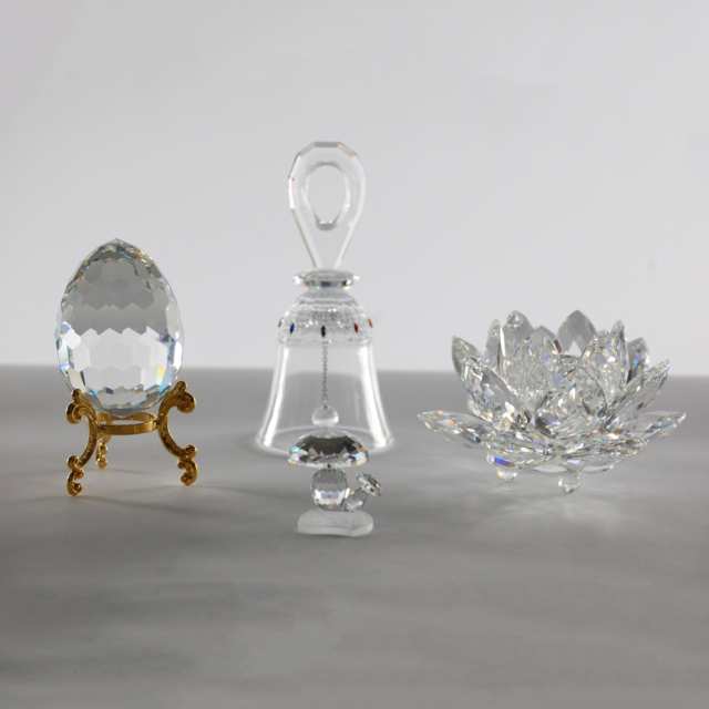Four Swarovski Crystal Decorative Objects, late 20th/early 21st century