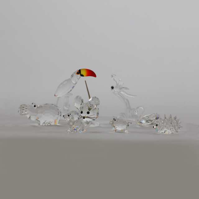 Eight Swarovski Crystal Animal Figurines, late 20th/early 21st century