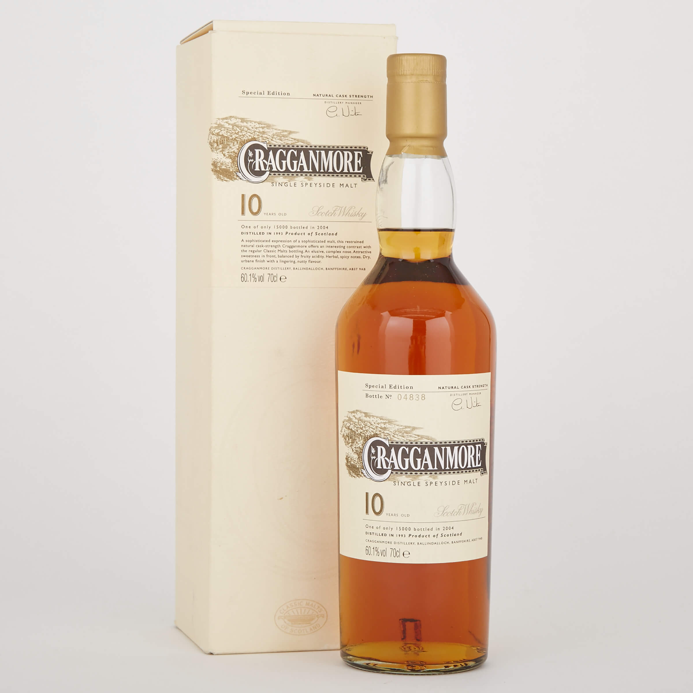 CRAGGANMORE SINGLE SPEYSIDE MALT WHISKY 10 YEARS (ONE 70 CL)