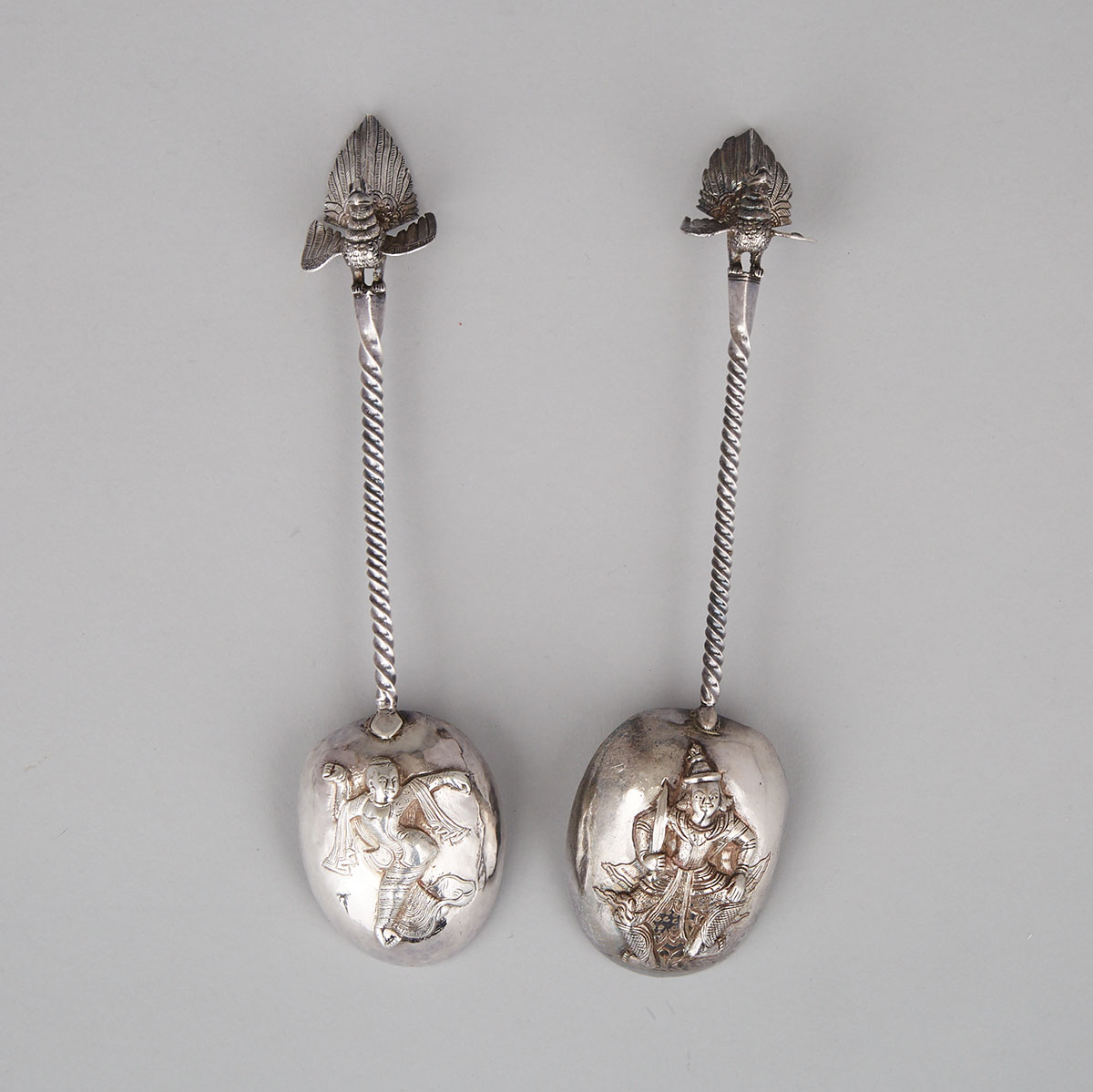 Pair of Burmese Silver Serving Spoons, c.1900