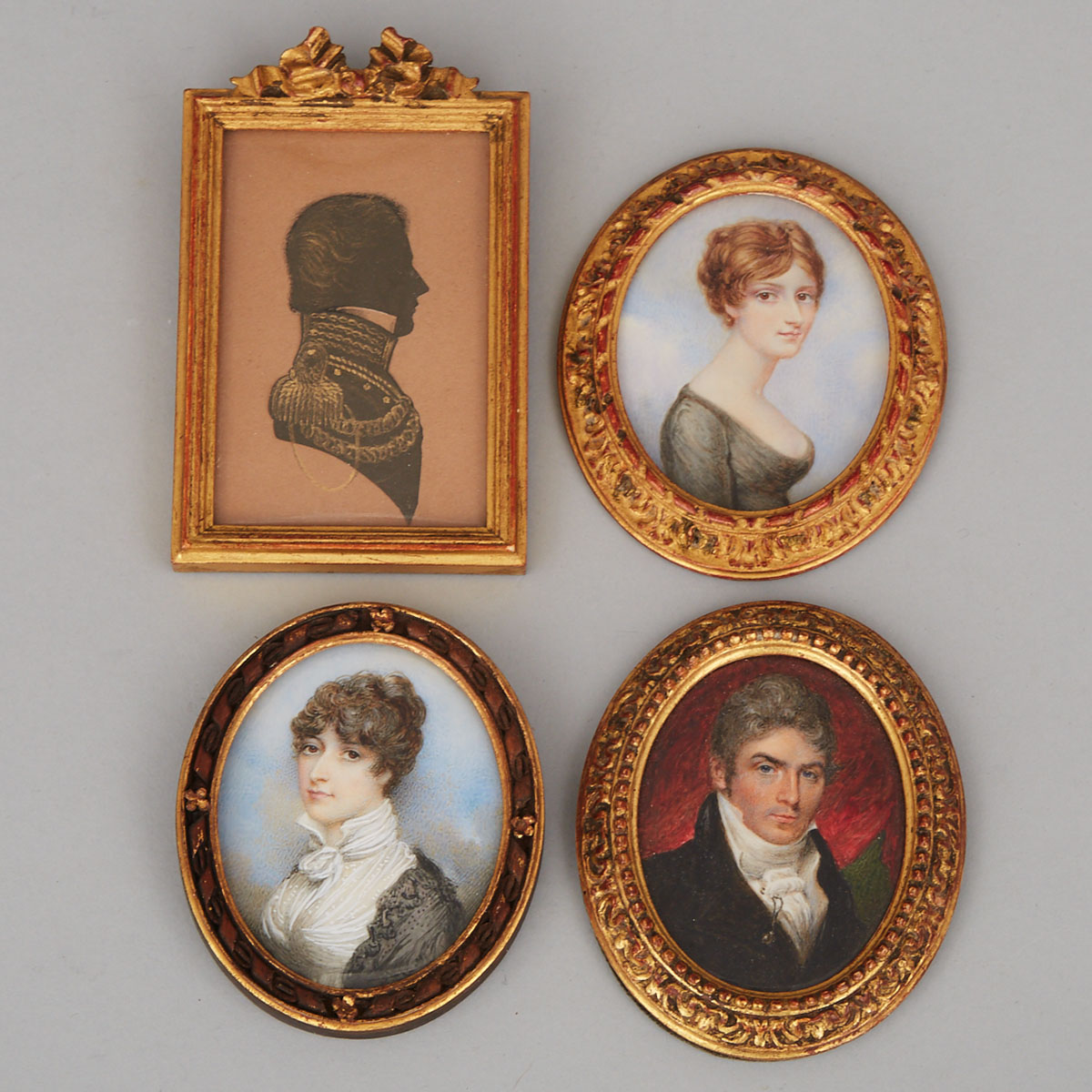 Four Brown Family Portraits Miniature, early 19th century