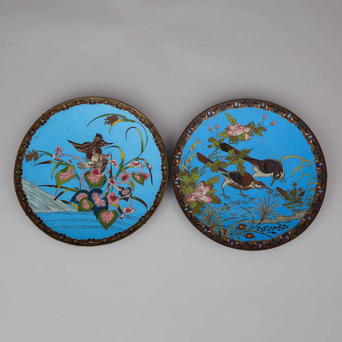 Two Japanese Avian Cloisonné Dishes, 19th/early 20th century