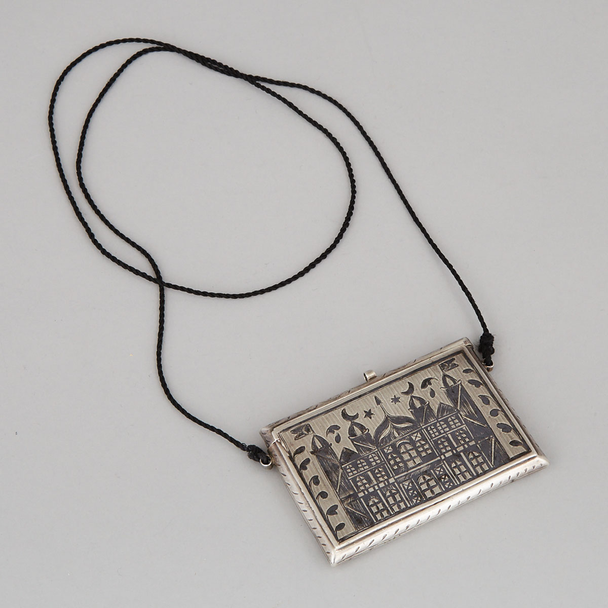 Middle Eastern Nielloed Silver Quran Case, late 19th century