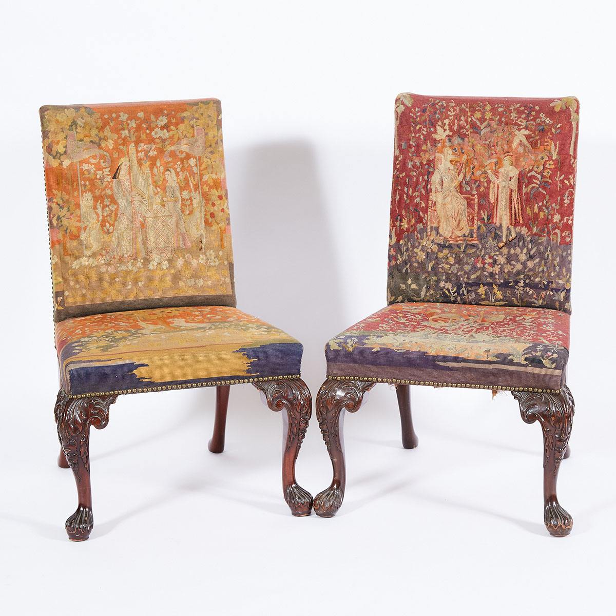 Pair of George II Style Mahogany Side Chairs, early 20th century