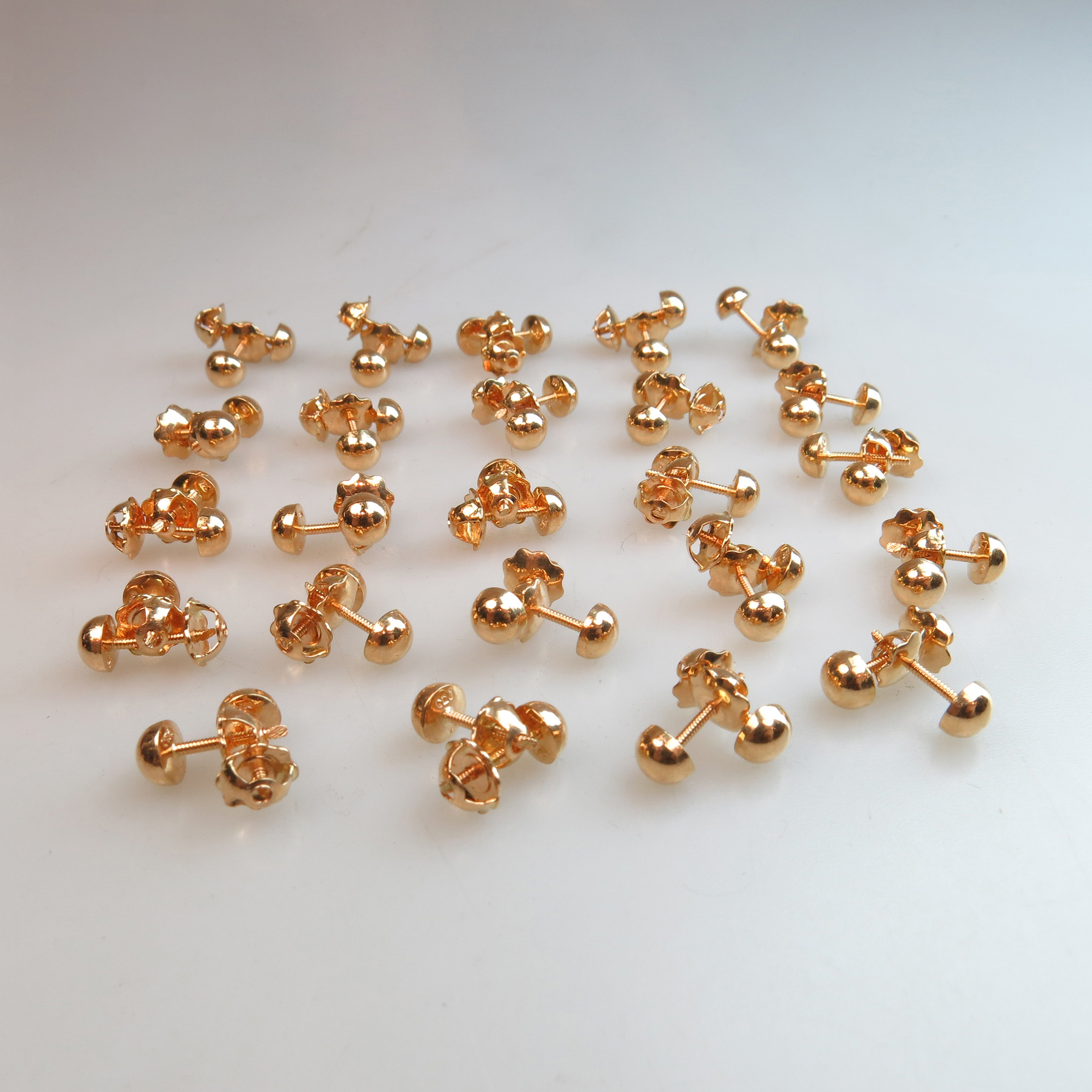 24 x Pairs Of 18K Yellow Gold Stud Earrings