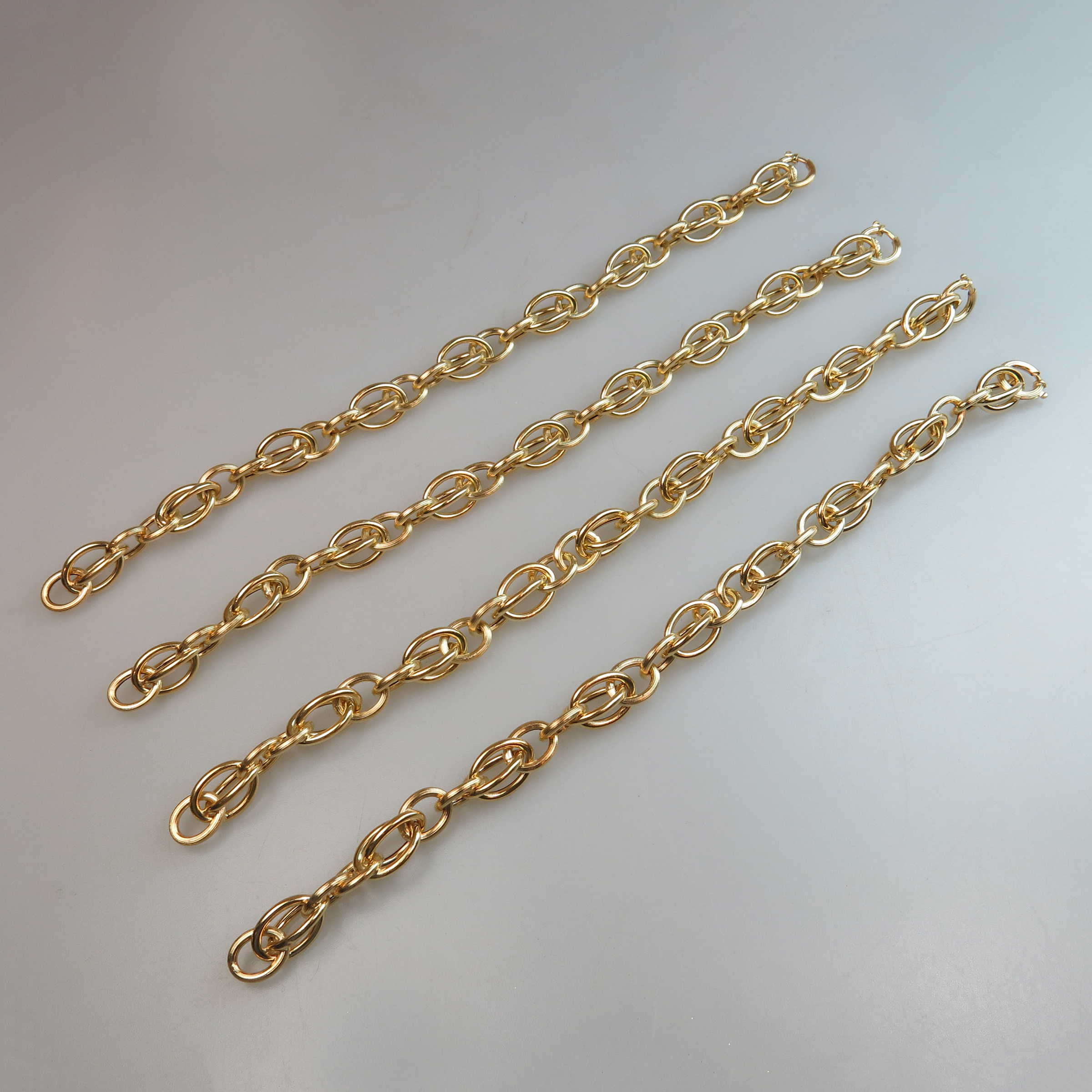 4 x 18k Yellow Gold Oval Link Bracelets