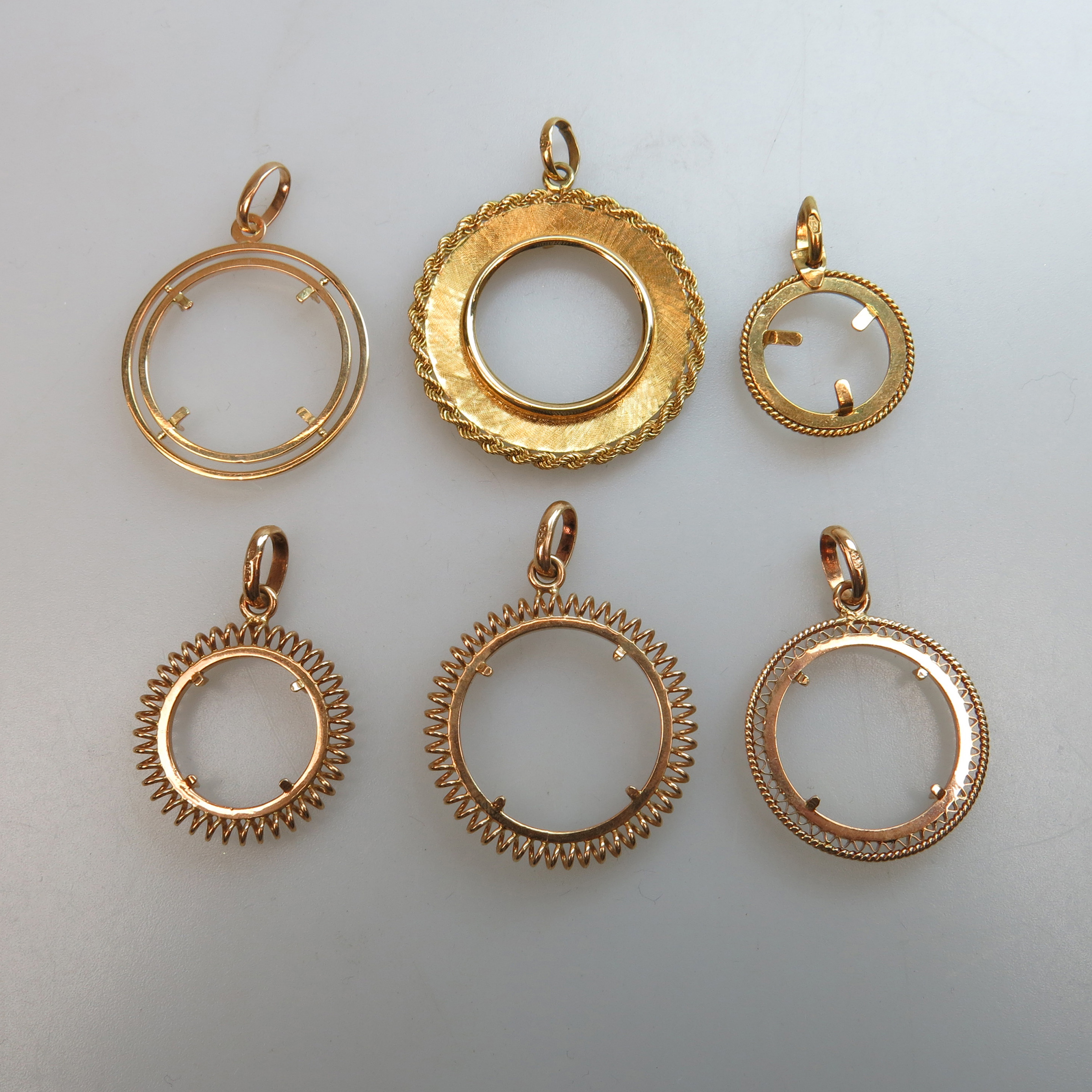 6 x 18k Yellow Gold Assorted Coin Frames