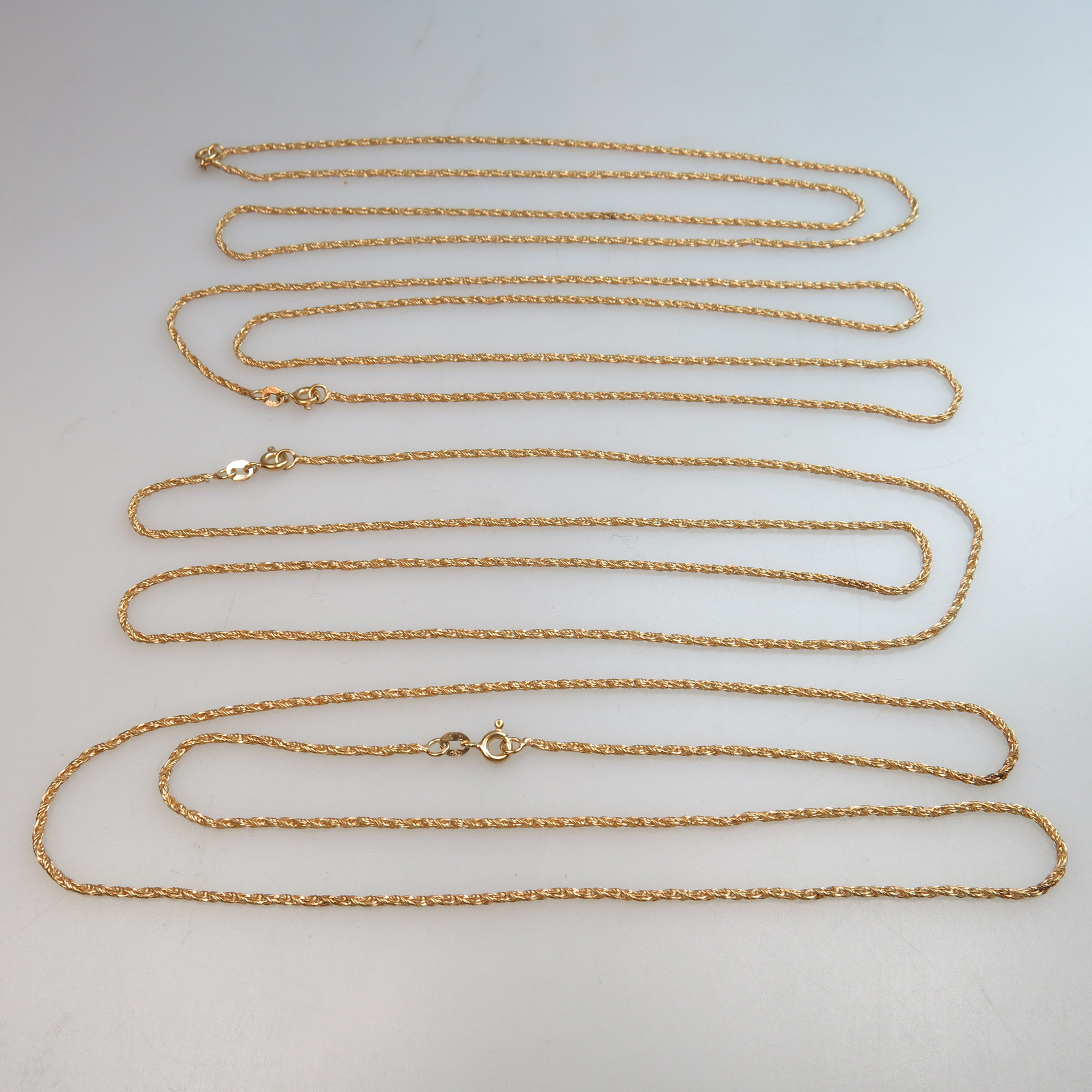 4 x 18k Yellow Gold Rope Necklaces