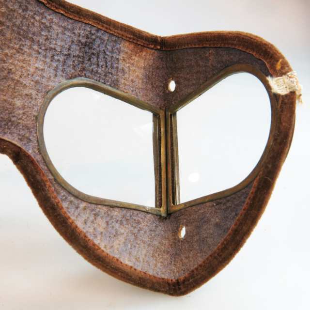 Pair Of Early 20th Century Leather And Brass Folding Automotive Goggles