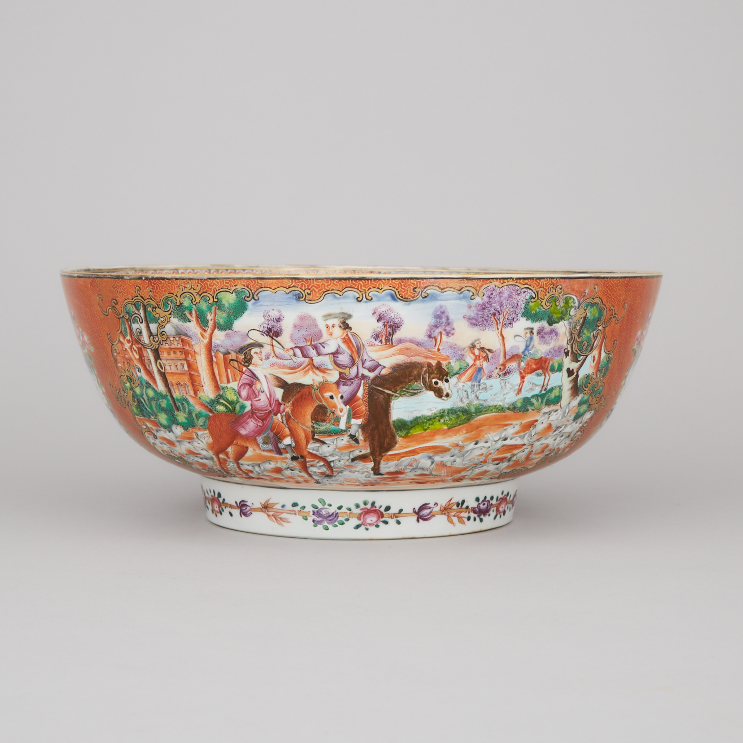 Chinese Export Porcelain Fox Hunt Bowl, c.1780