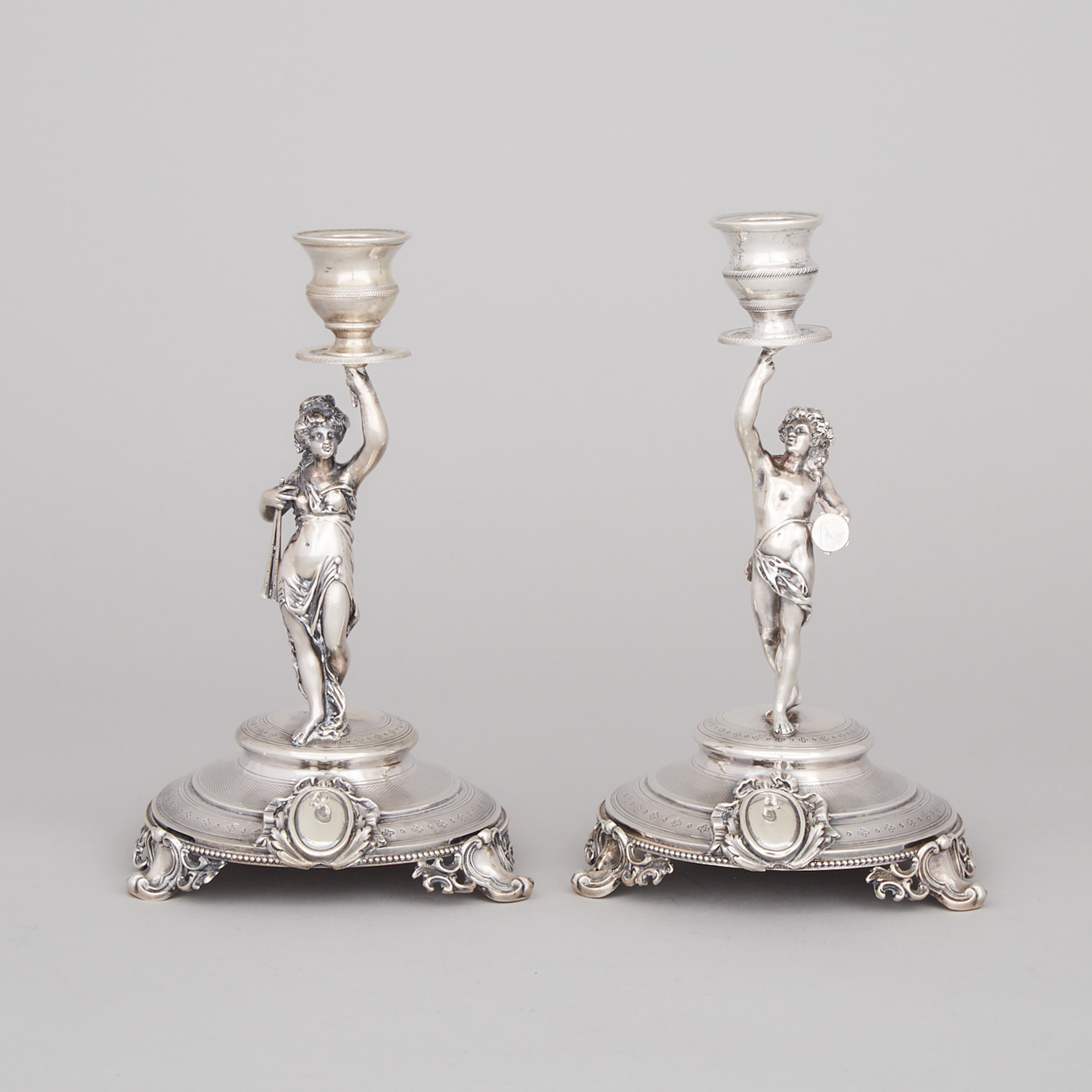 Pair of French Silver Candlesticks, mid-19th century