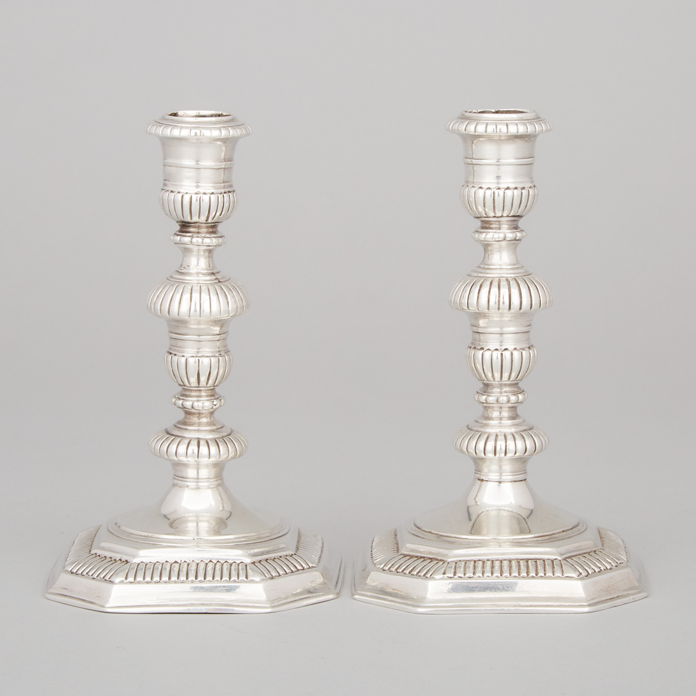 Pair of Queen Anne Silver Candlesticks, Thomas Merry I, London, 1704
