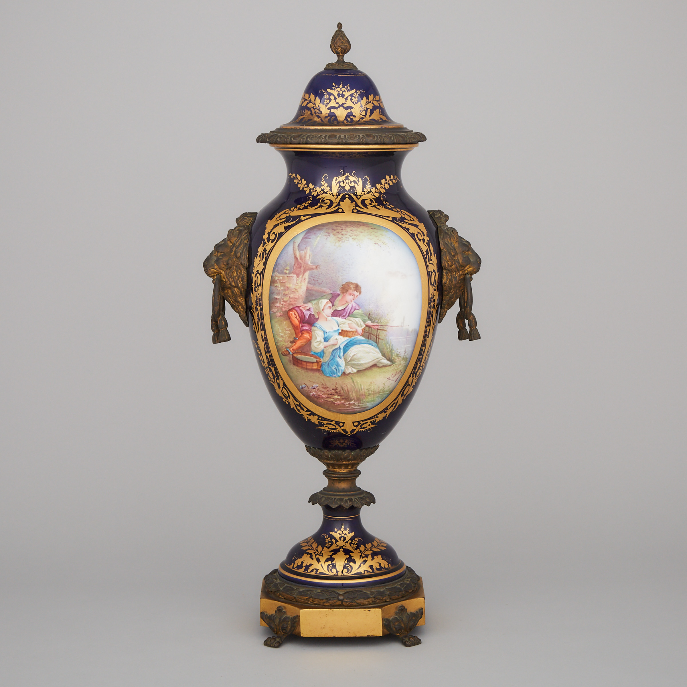 Large Ormolu Mounted 'Sèvres' Blue Ground Vase and Cover, late 19th century