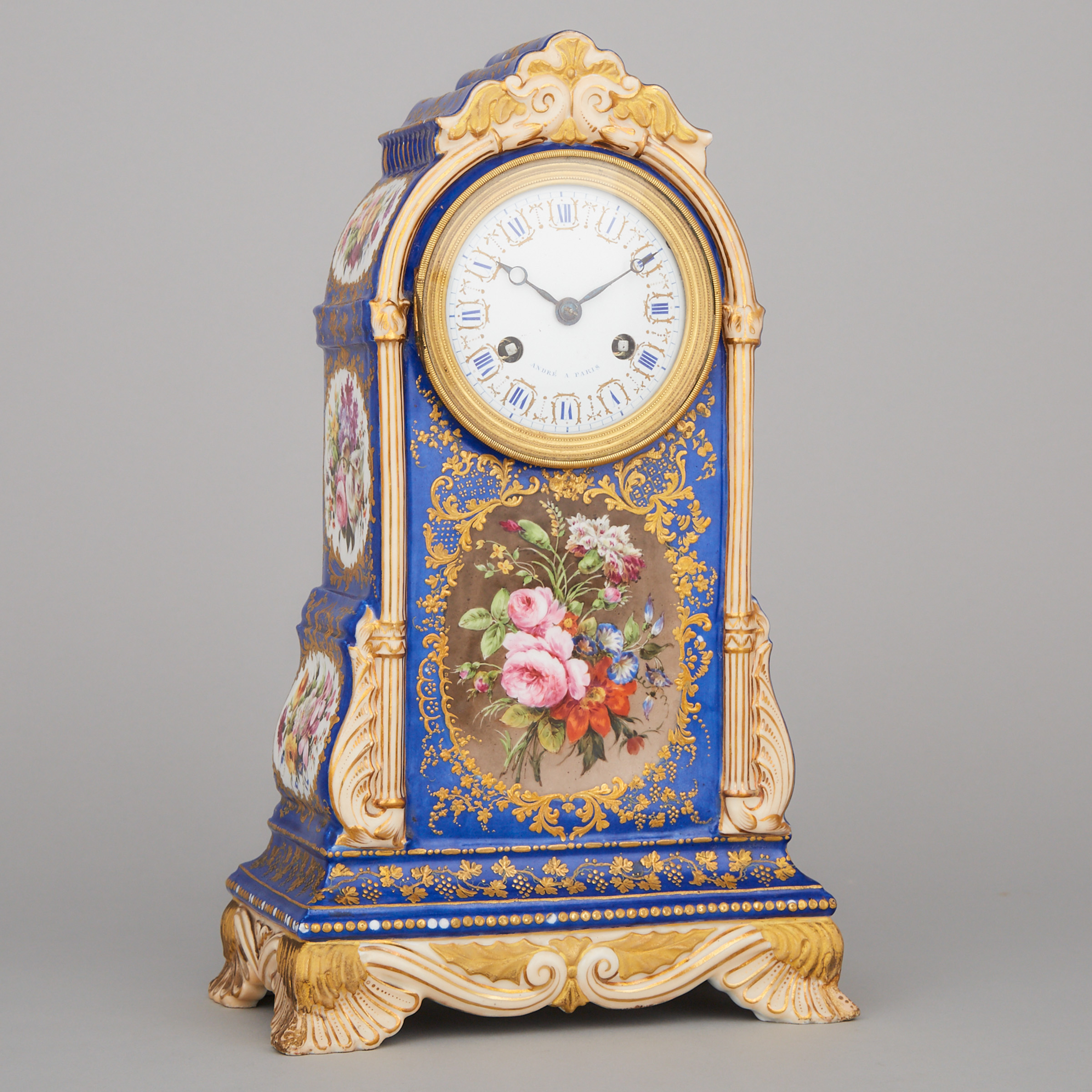 French Porcelain Cased Mantel Clock, 19th century