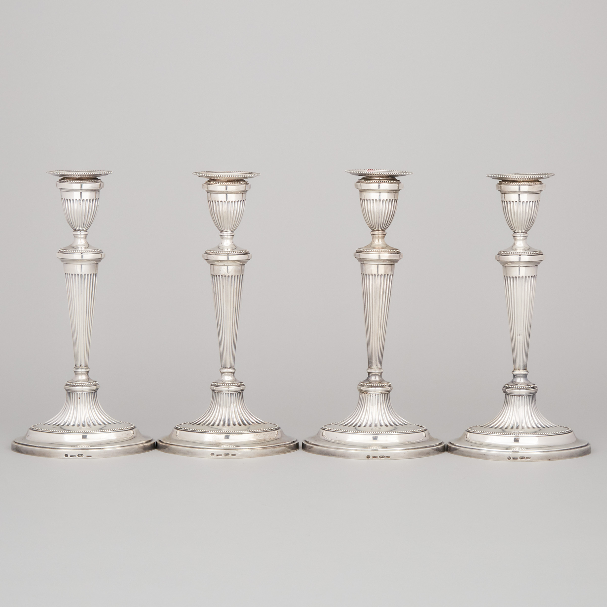 Set of Four Dutch Silver Table Candlesticks, Diederik Lodewijk Bennewitz, Amsterdam, 1804