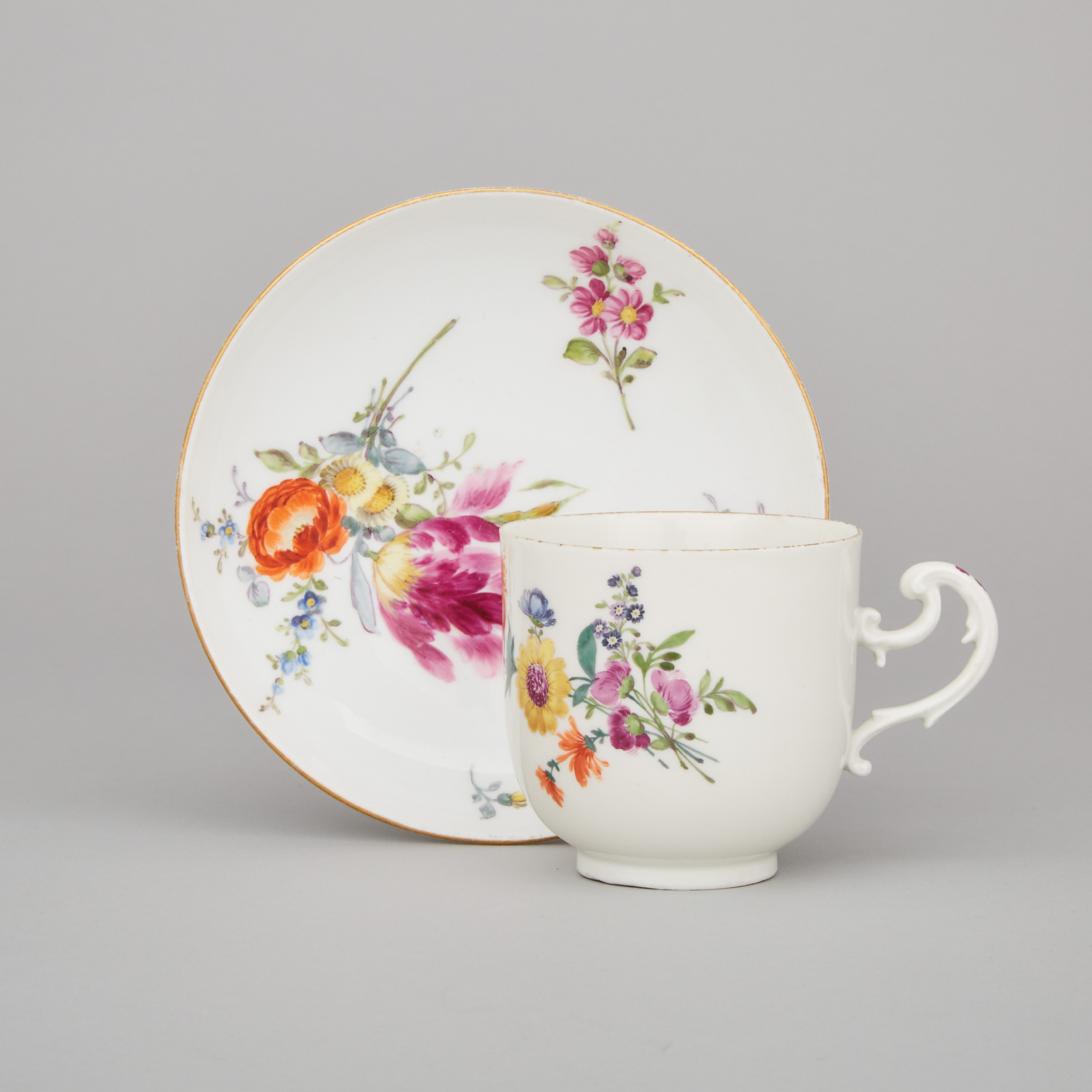 Meissen Cup and Saucer, late 18th century