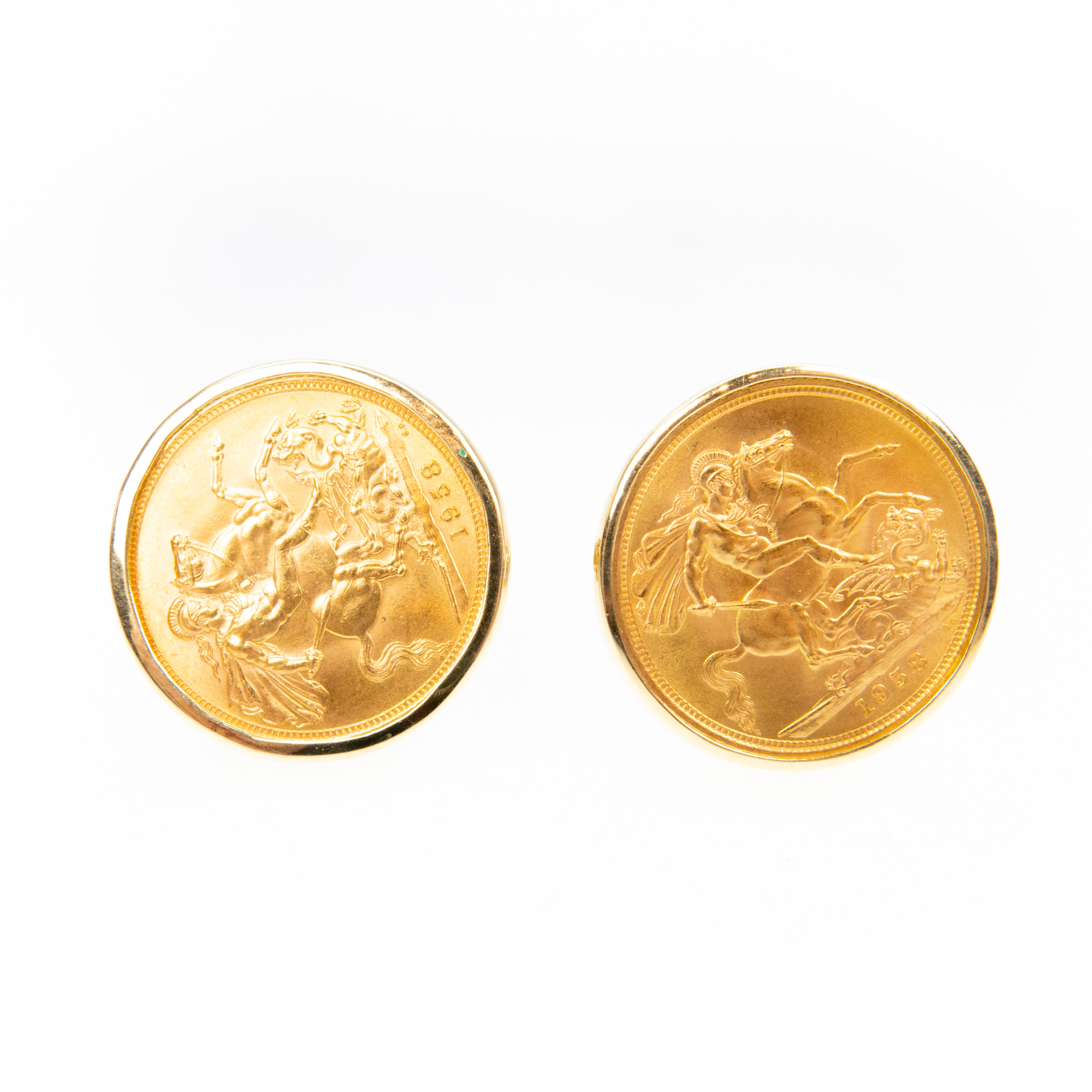 Pair Of 14k Yellow Gold And Gold-Tone Metal Cufflinks