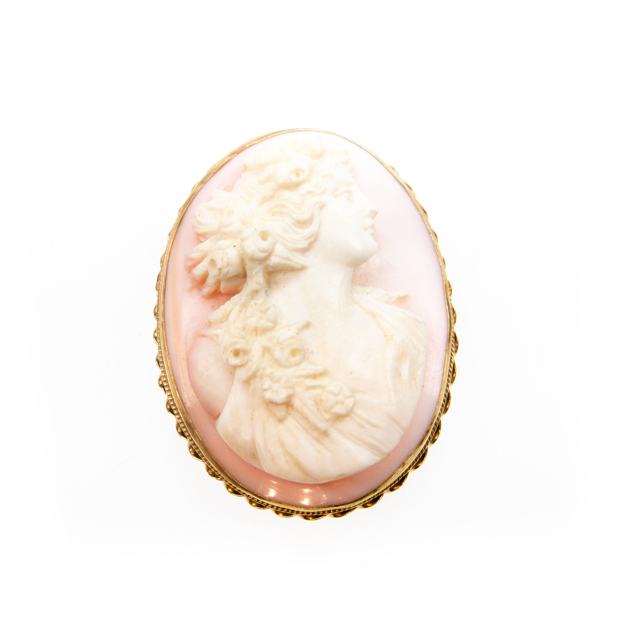 Oval Carved Pink Shell Cameo