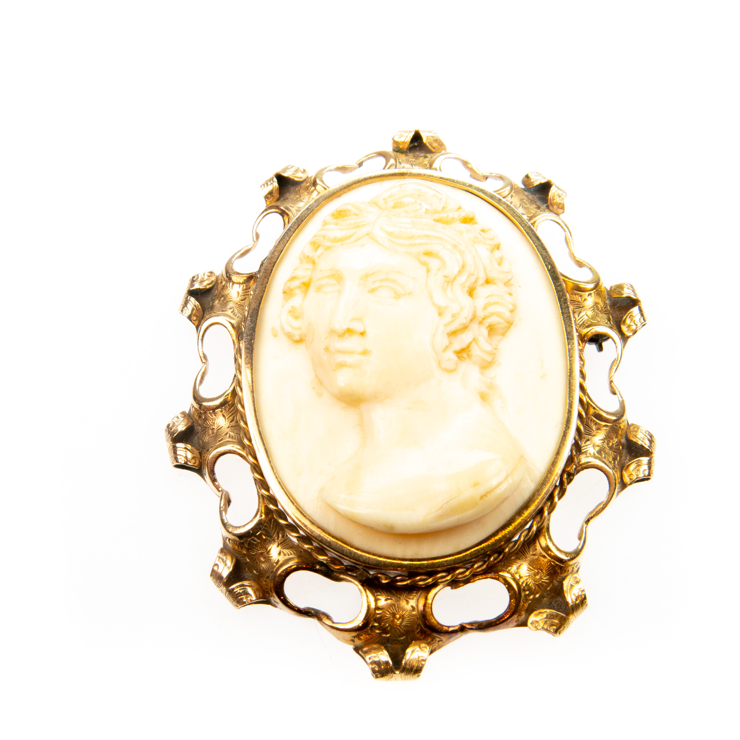 Oval Carved Ivory Cameo