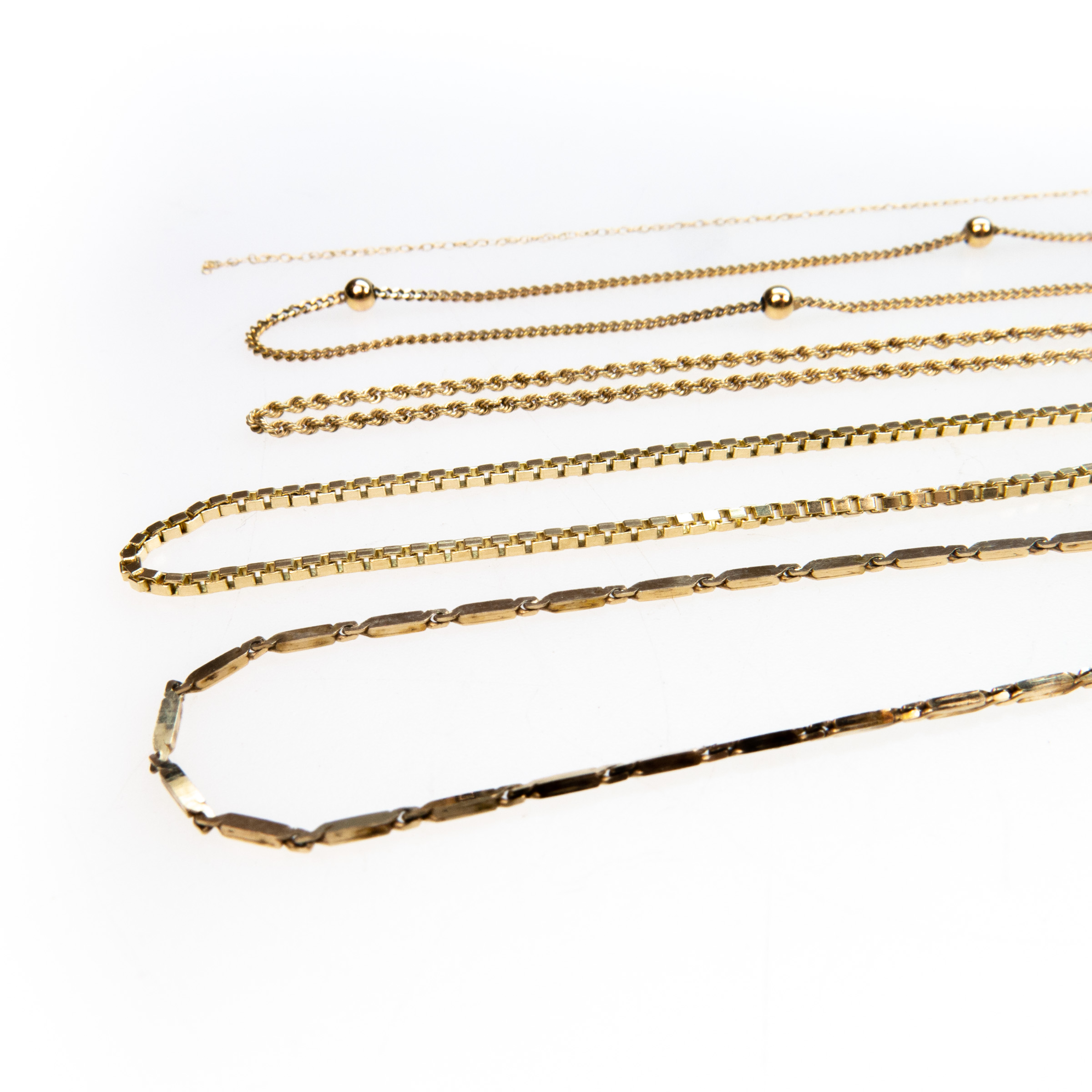 5 X 10K Yellow Gold Necklaces