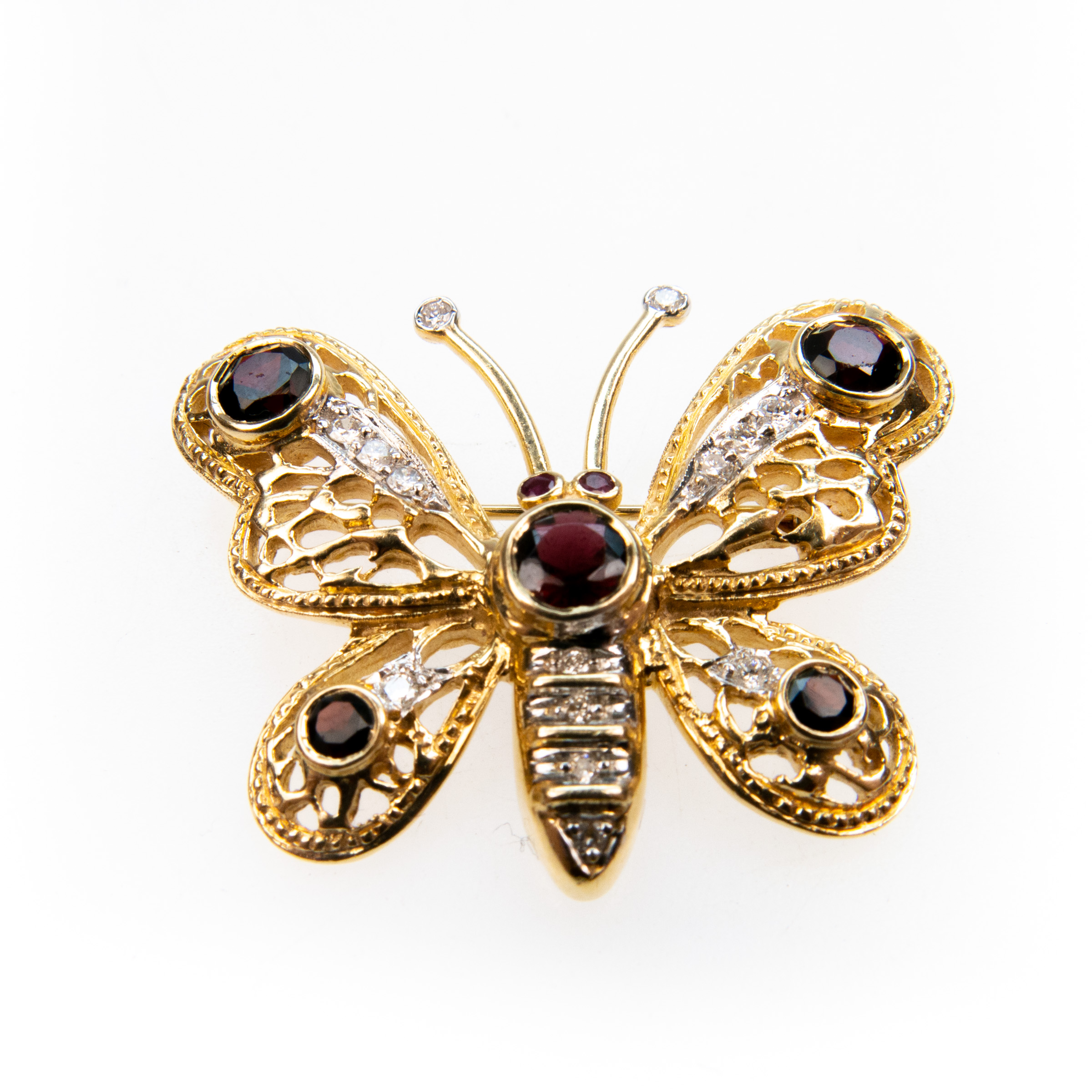 14k Yellow and White Gold Butterfly Brooch