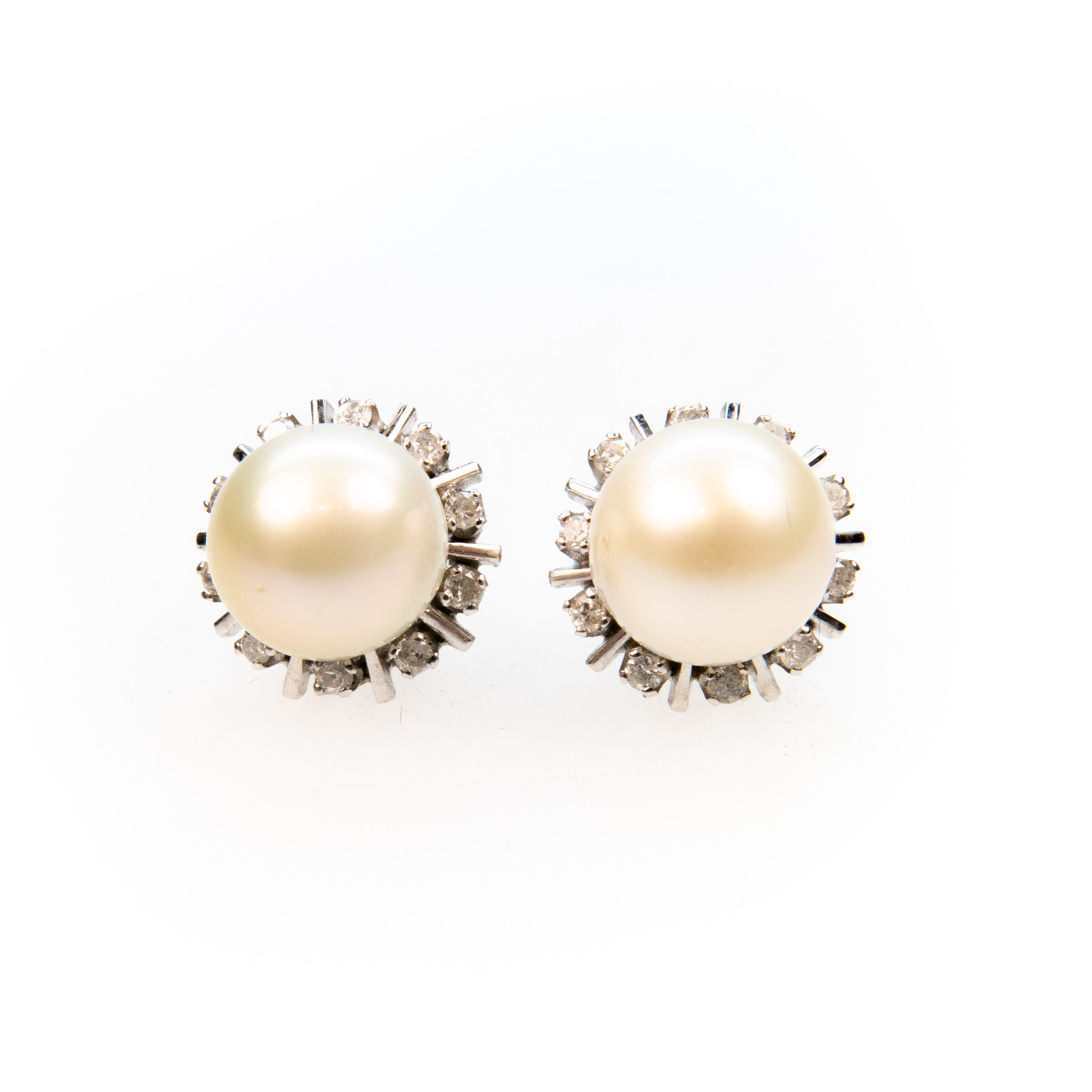 Pair Of 14K White Gold Button Earrings