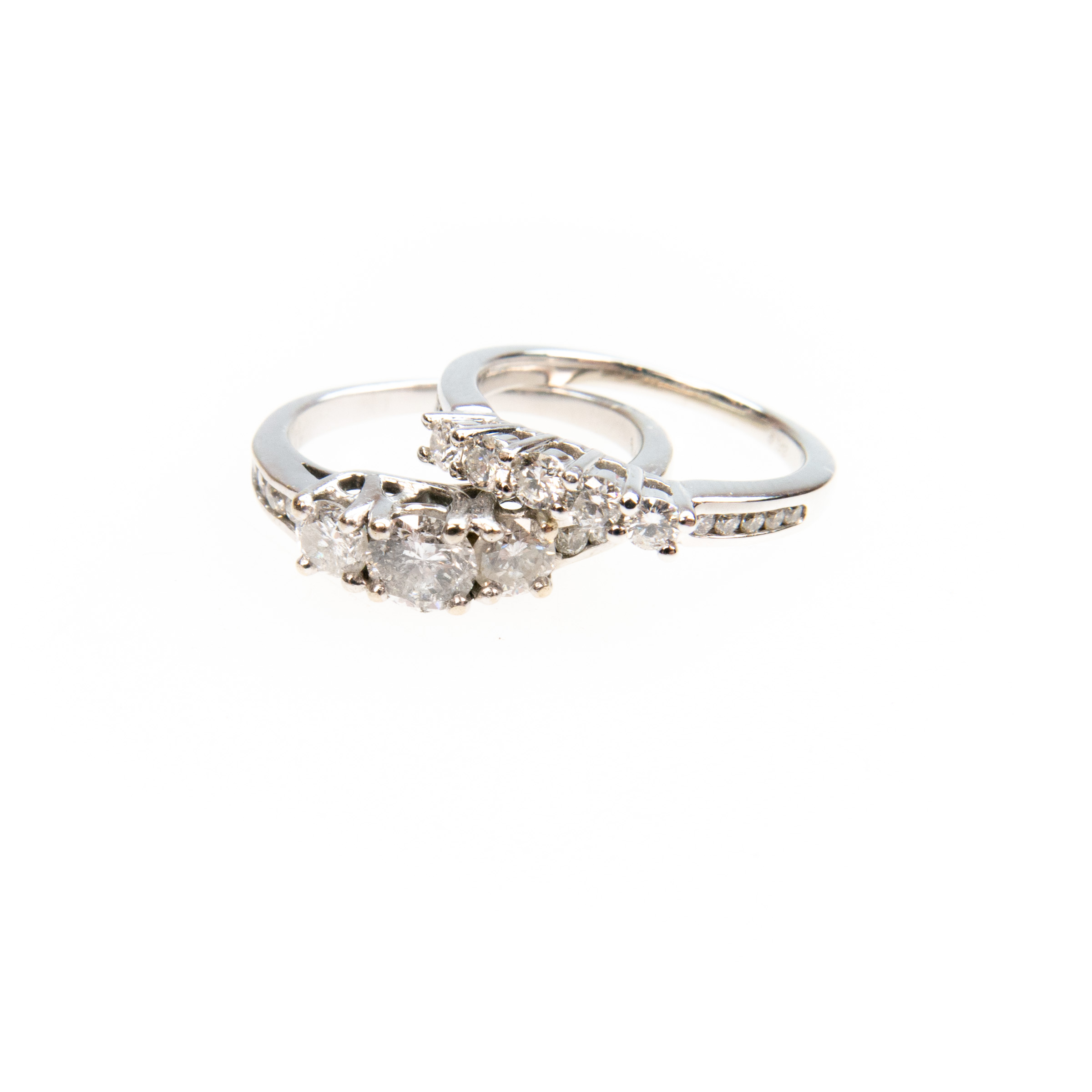 14K White Gold Wedding/Engagement Ring Suite
