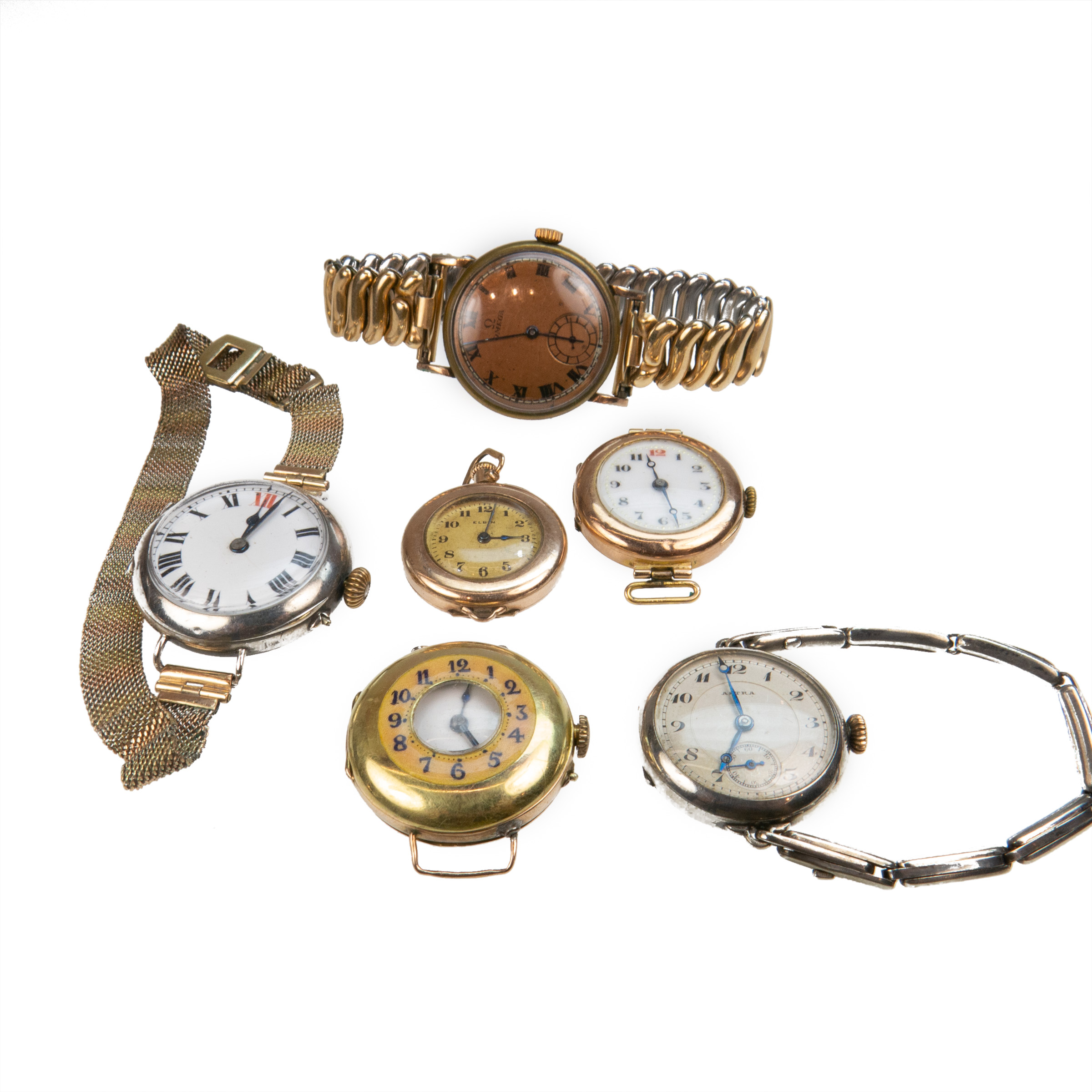 6 X Circa 1920's Wristwatches