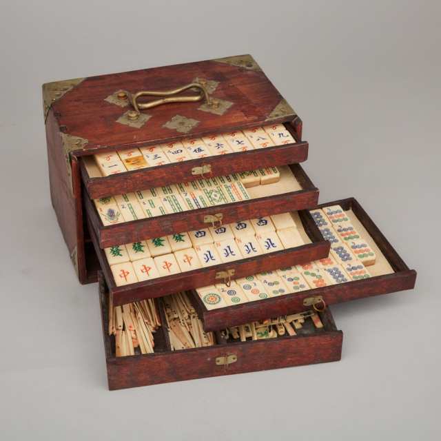 A Wood and Bamboo Tile Mahjong Set, Early 20th Century