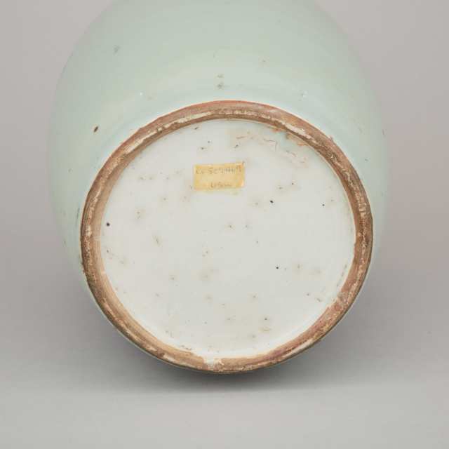 A Celadon Ground Blue and White Lidded Vase
