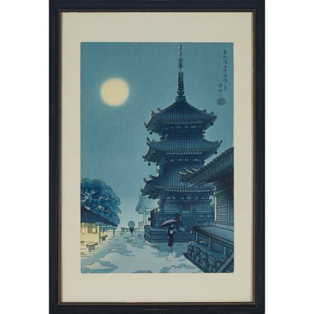 Benji Asada (1899-1984), Moon at Kiyomizu Temple