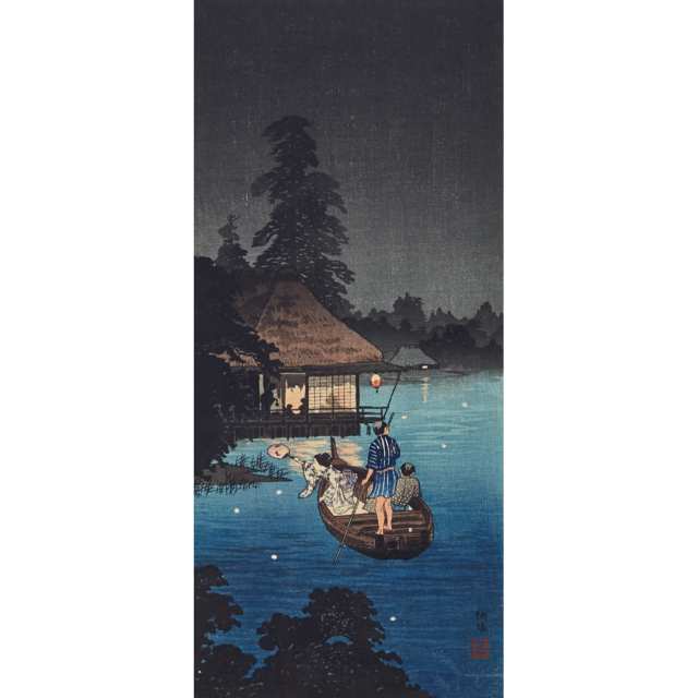 Three Prints After Hiroshige, Including 'Evening Rain at Azumi-no Mori'